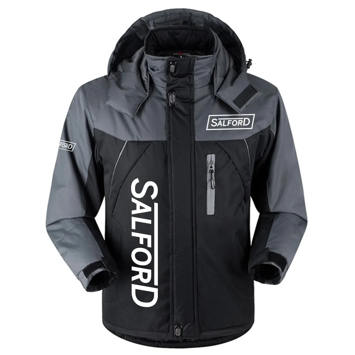 Salford Group Exclusive Logo Outdoor Charging Suit Slim Fit Plush Waterproof Windproof Jacket Detachable Hood OUFAPCS0819SGZ - Salford Group Gift