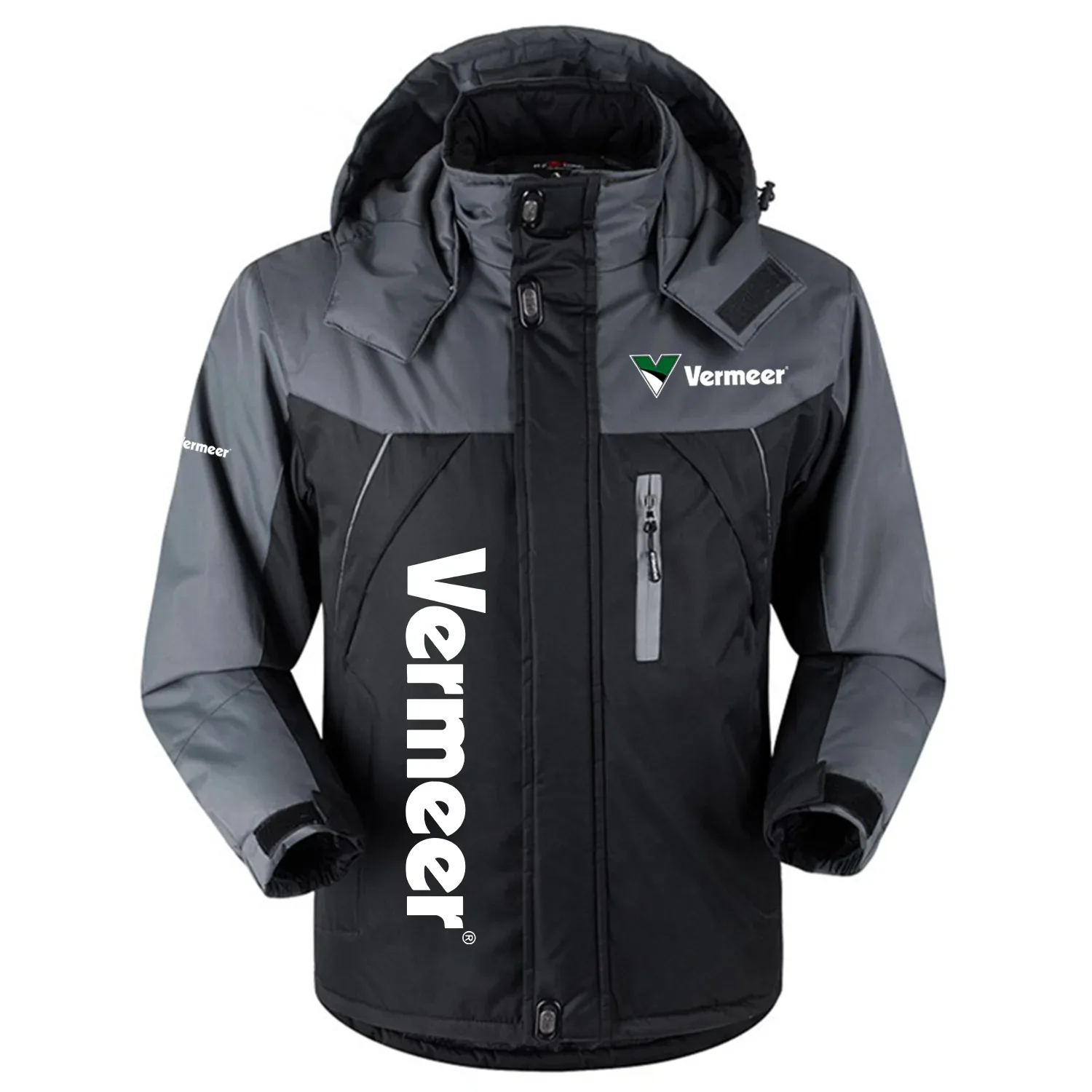 Vermeer Exclusive Logo Outdoor Charging Suit Slim Fit Plush Waterproof Windproof Jacket Detachable Hood OUFAPCS0819VMZ - Vermeer Gift