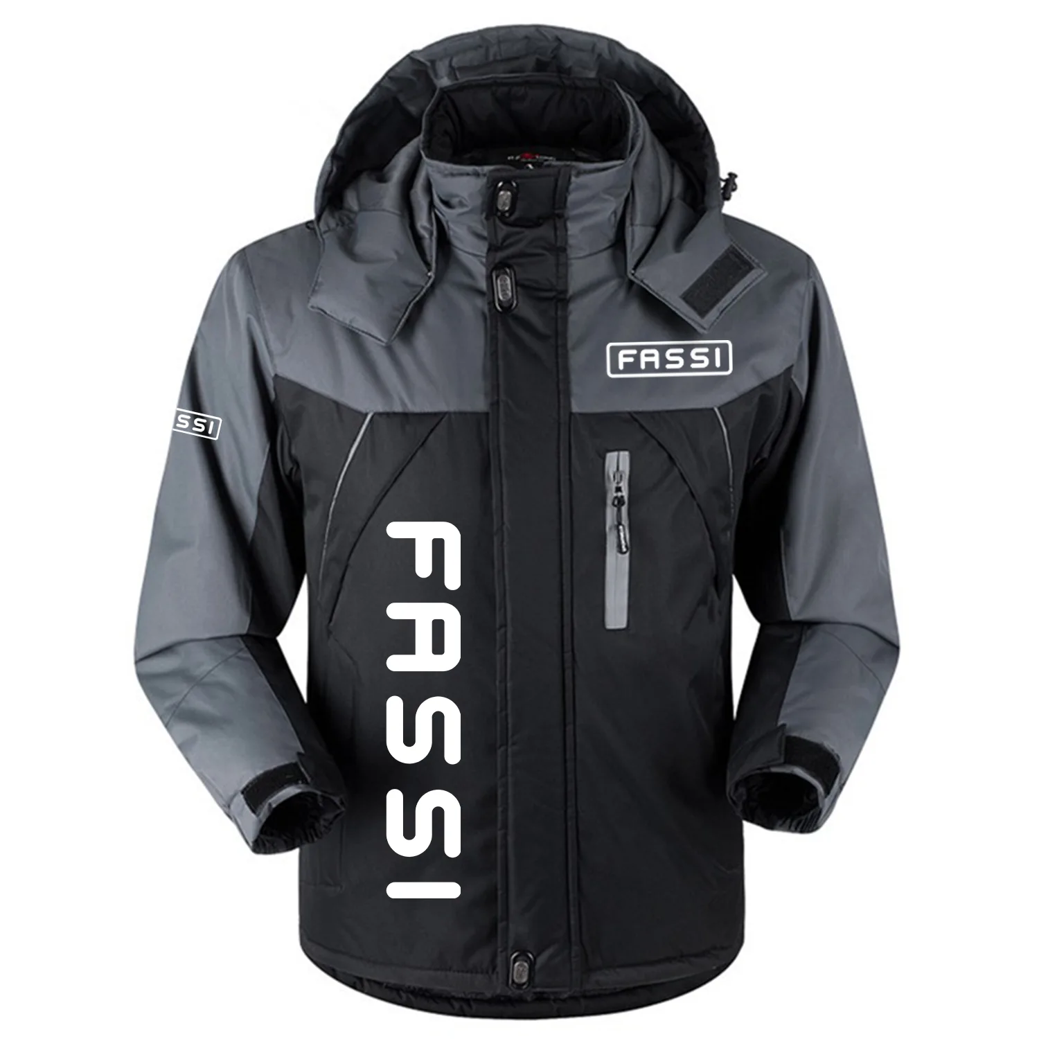 Fassi Exclusive Logo Outdoor Charging Suit Slim Fit Plush Waterproof Windproof Jacket Detachable Hood OUFAPCS1010FASZ - Fassi Jacket