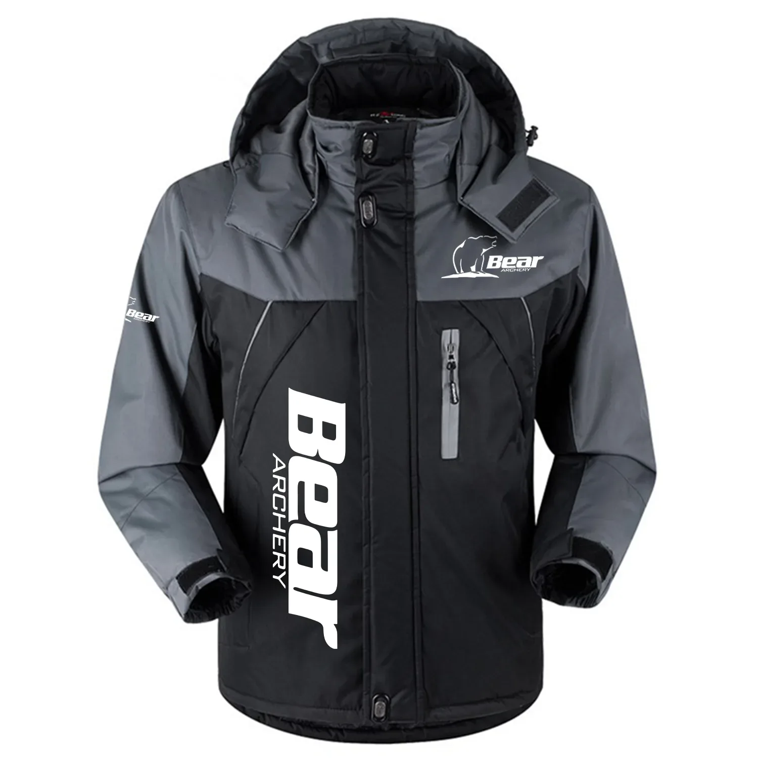 Bear Archery Exclusive Logo Outdoor Charging Suit Slim Fit Plush Waterproof Windproof Jacket Detachable Hood OUHUPCS0815BAZ - Bear Archery Jacket