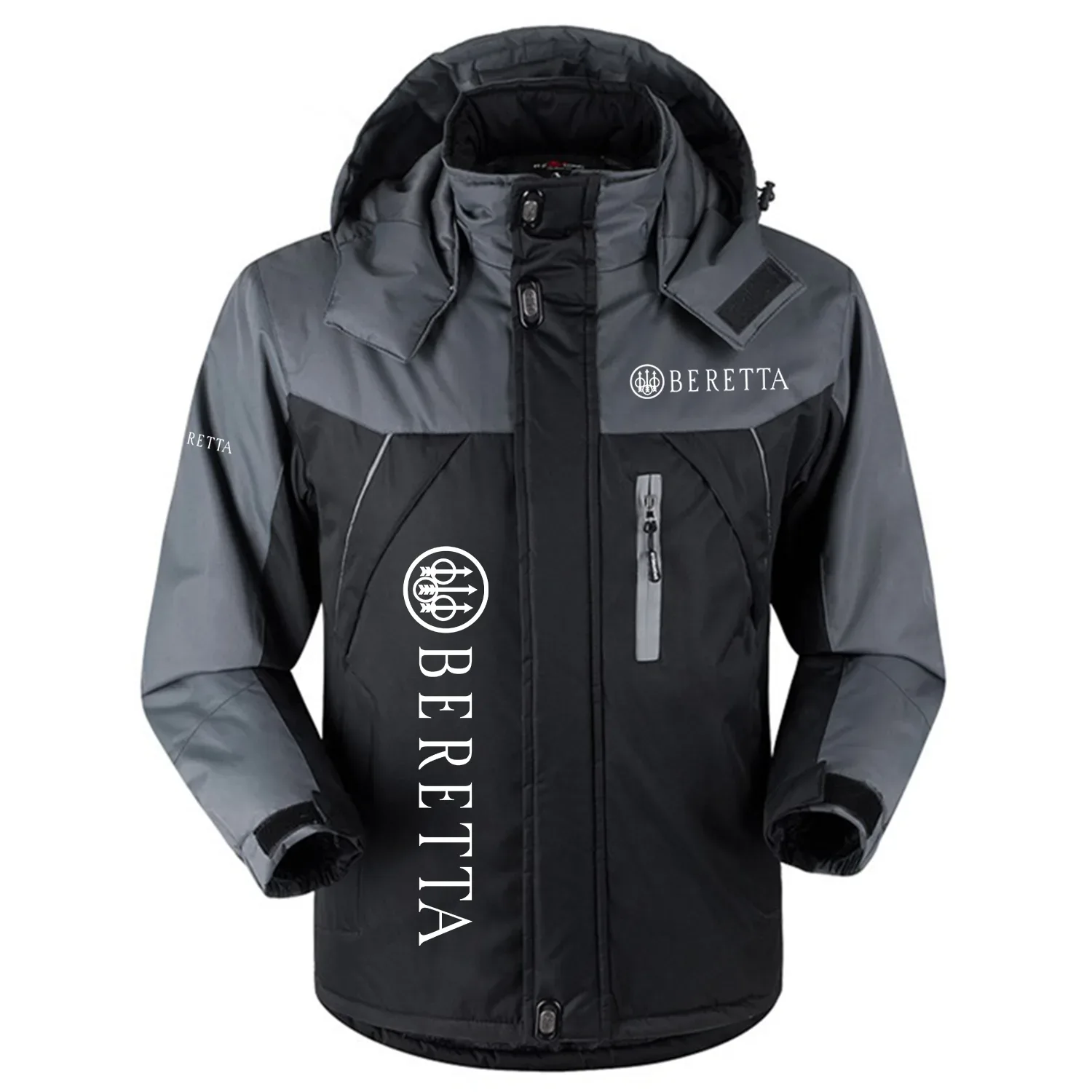 Beretta Exclusive Logo Outdoor Charging Suit Slim Fit Plush Waterproof Windproof Jacket Detachable Hood OUHUPCS0815BEZ - Beretta Jacket