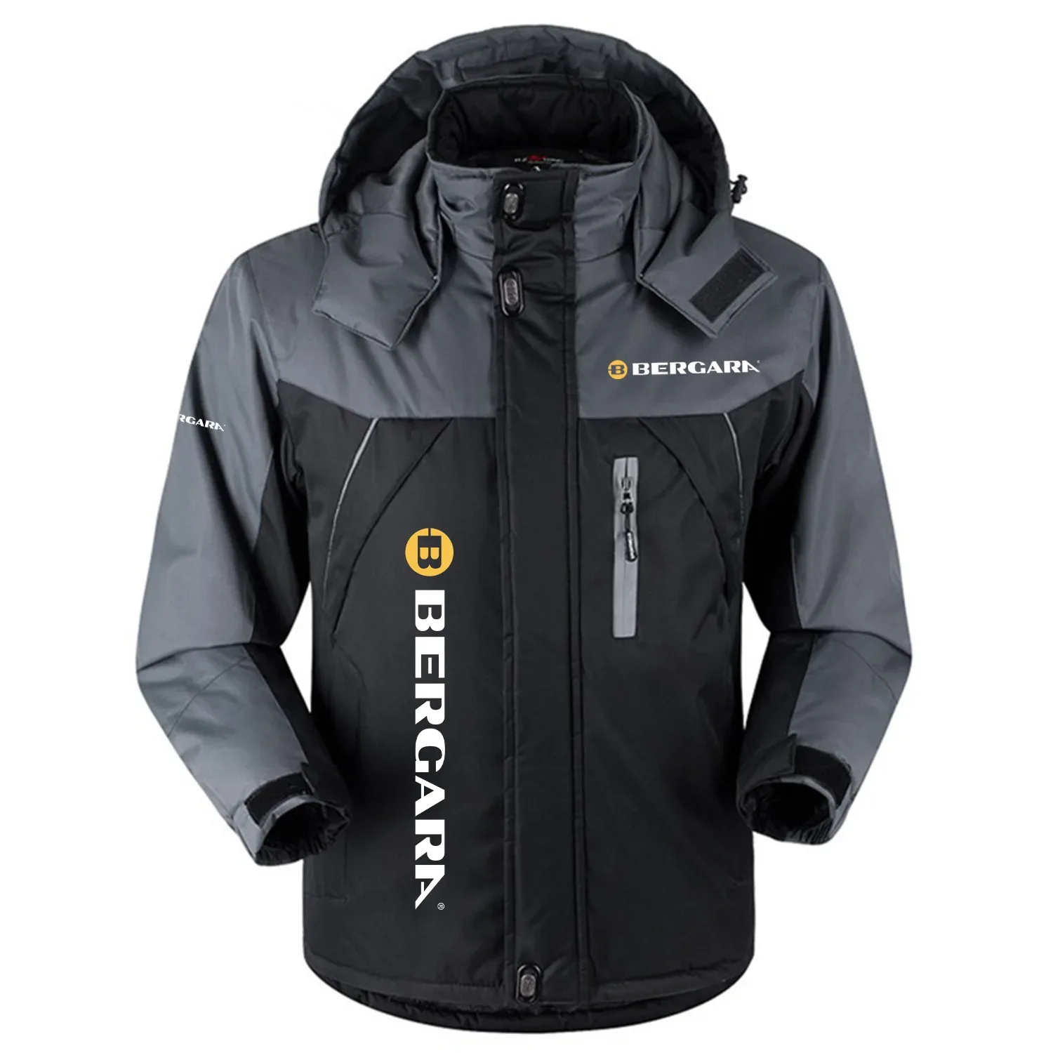 Bergara Exclusive Logo Outdoor Charging Suit Slim Fit Plush Waterproof Windproof Jacket Detachable Hood OUHUPCS0815BGZ - Bergara Jacket