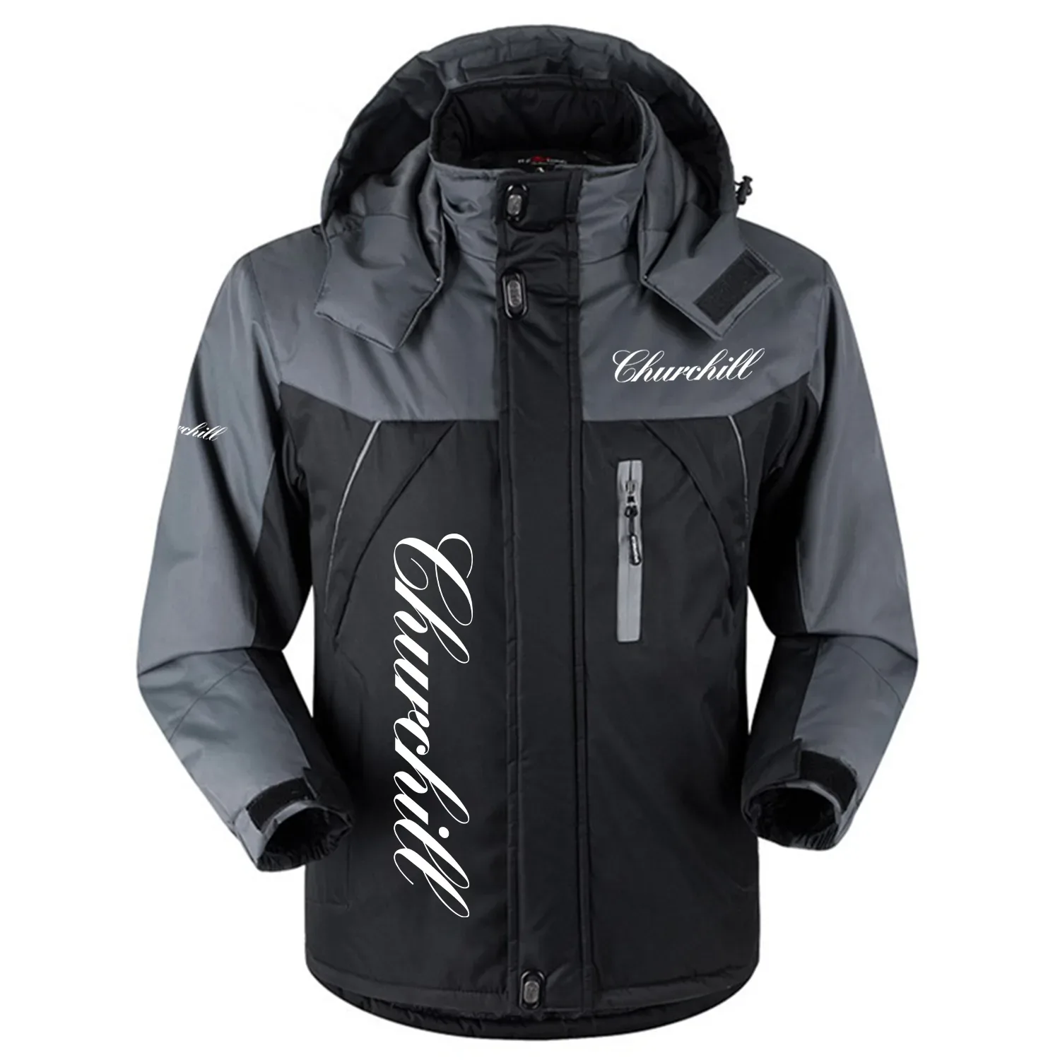 Churchill Exclusive Logo Outdoor Charging Suit Slim Fit Plush Waterproof Windproof Jacket Detachable Hood OUHUPCS0815CCZ - Churchill Jacket