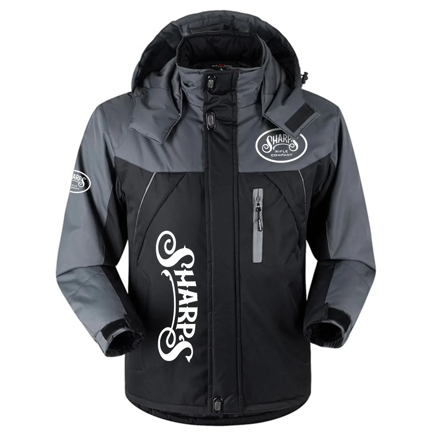C. Sharps Exclusive Logo Outdoor Charging Suit Slim Fit Plush Waterproof Windproof Jacket Detachable Hood OUHUPCS0815CSZ - C. Sharps Jacket