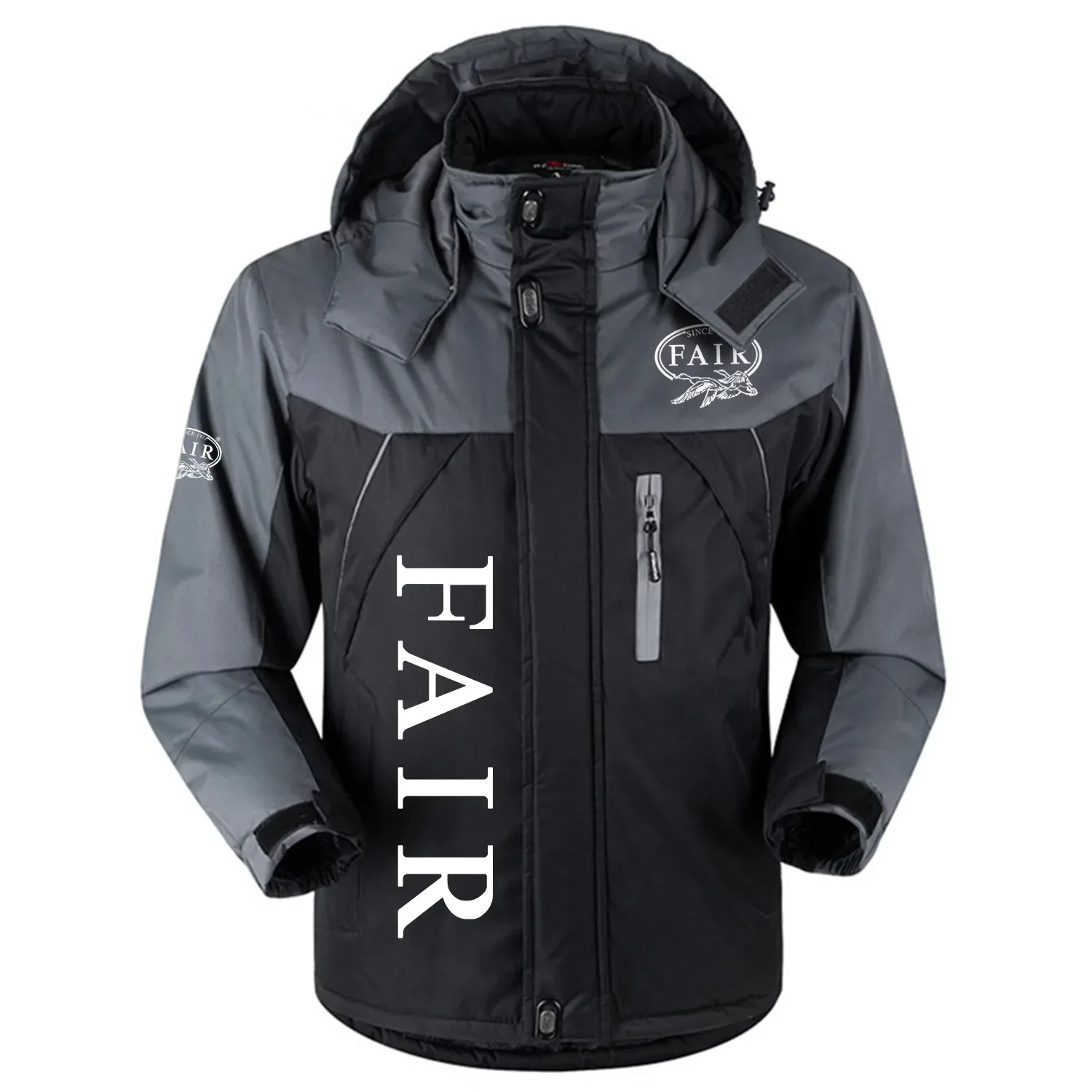 Fair Exclusive Logo Outdoor Charging Suit Slim Fit Plush Waterproof Windproof Jacket Detachable Hood OUHUPCS0815FIZ - Fair Jacket