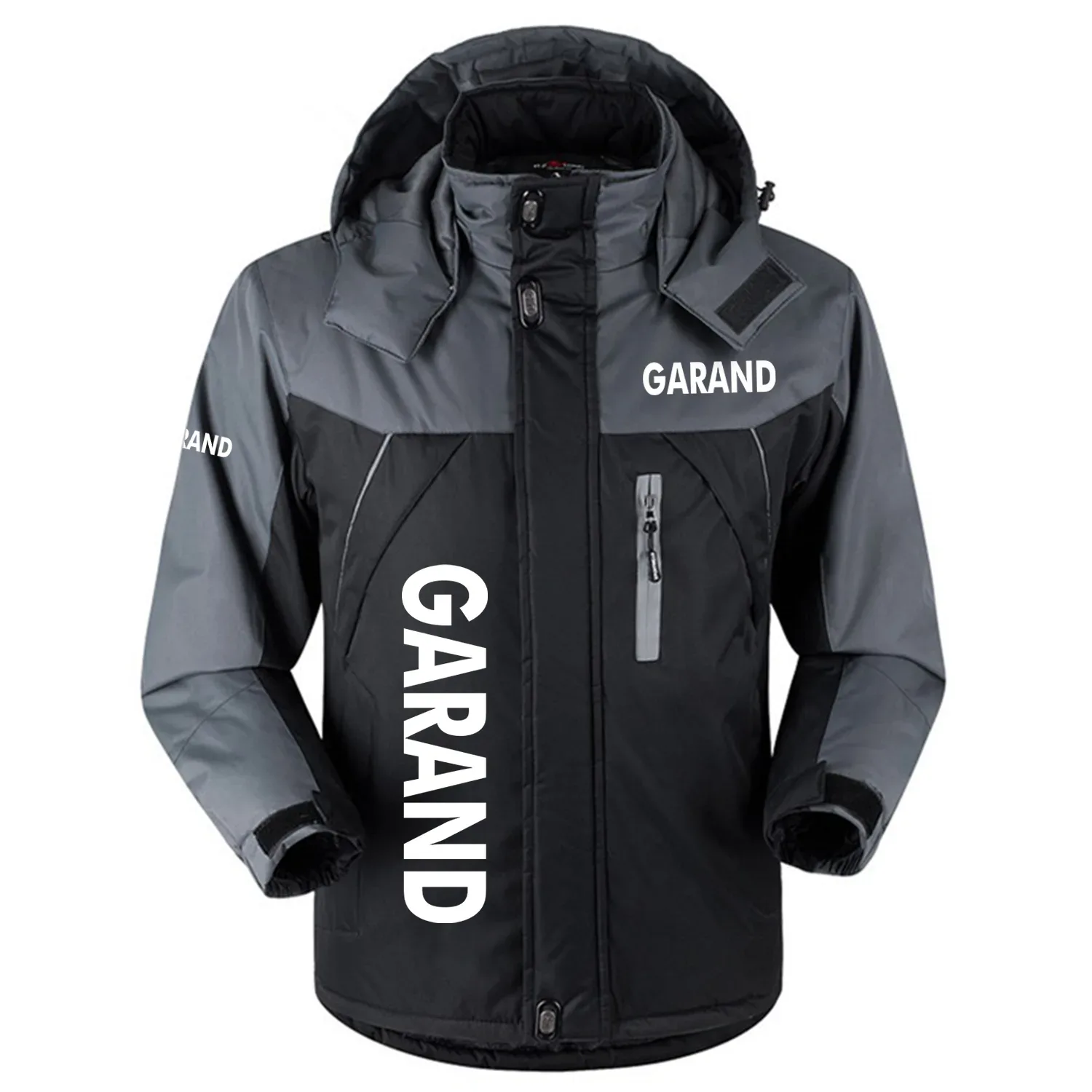 Garand Exclusive Logo Outdoor Charging Suit Slim Fit Plush Waterproof Windproof Jacket Detachable Hood OUHUPCS0815GRZ - Garand Jacket