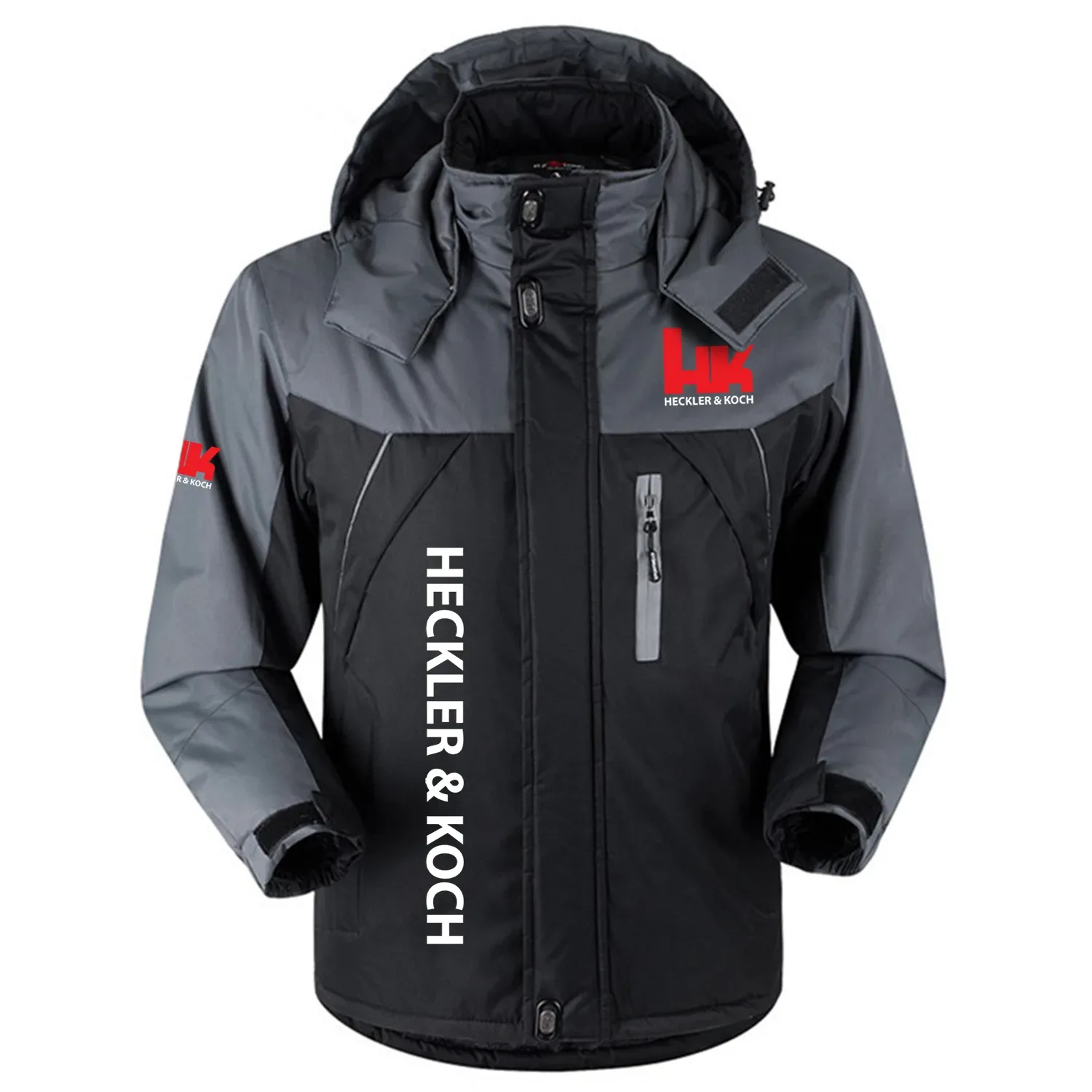 Heckler & Koch Exclusive Logo Outdoor Charging Suit Slim Fit Plush Waterproof Windproof Jacket Detachable Hood OUHUPCS0815HKZ - Heckler & Koch Jacket