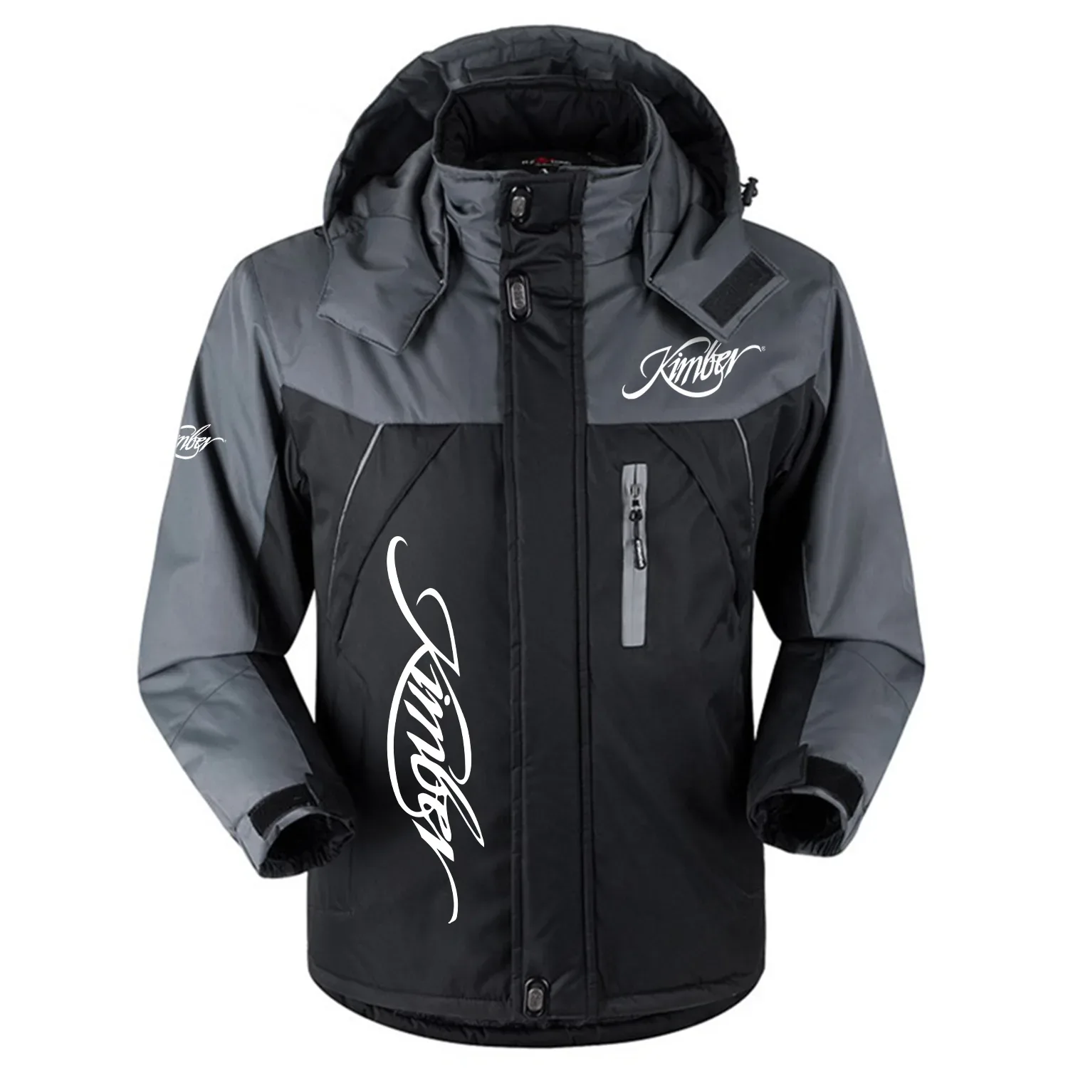 Kimber Exclusive Logo Outdoor Charging Suit Slim Fit Plush Waterproof Windproof Jacket Detachable Hood OUHUPCS0815KBZ - Kimber Jacket
