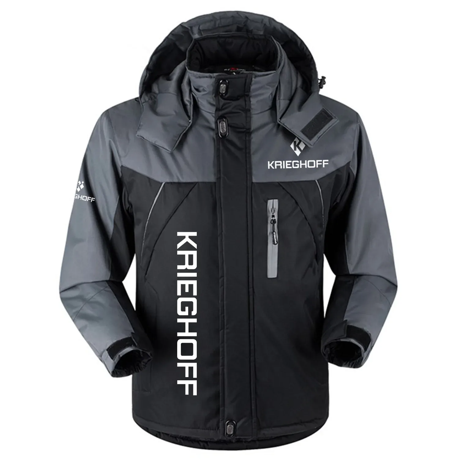 Krieghoff Exclusive Logo Outdoor Charging Suit Slim Fit Plush Waterproof Windproof Jacket Detachable Hood OUHUPCS0815KRZ - Krieghoff Jacket