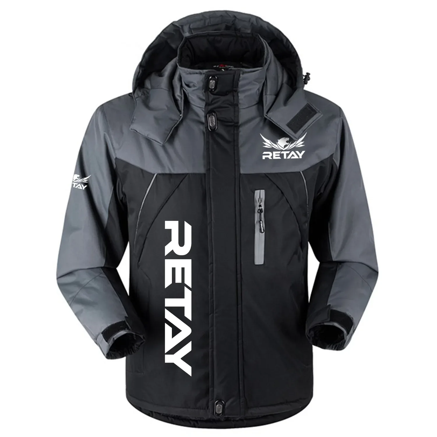 Retay Exclusive Logo Outdoor Charging Suit Slim Fit Plush Waterproof Windproof Jacket Detachable Hood OUHUPCS0815REZ - Retay Jacket