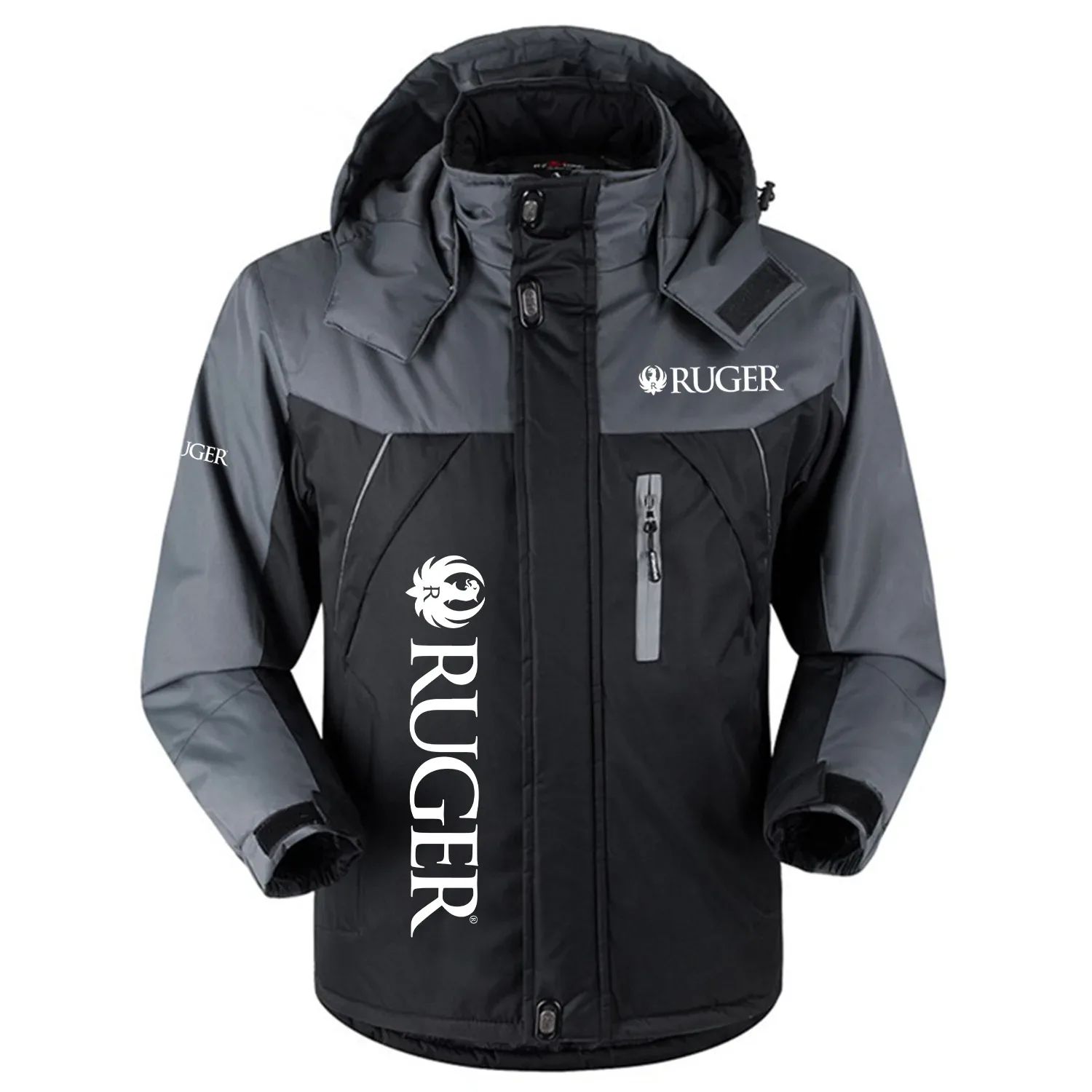 Ruger Exclusive Logo Outdoor Charging Suit Slim Fit Plush Waterproof Windproof Jacket Detachable Hood OUHUPCS0815RGZ - Ruger Jacket