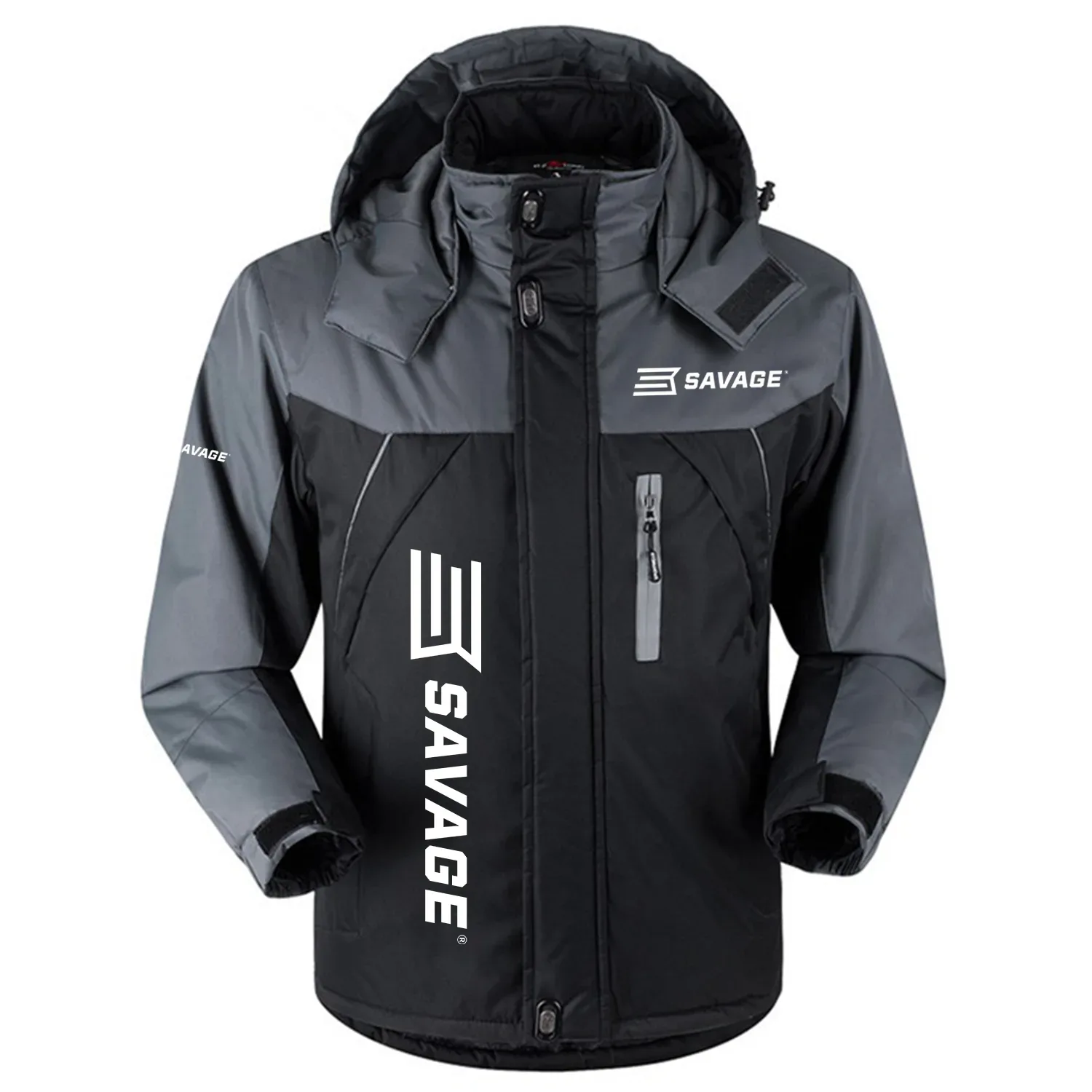 Savage Arms Exclusive Logo Outdoor Charging Suit Slim Fit Plush Waterproof Windproof Jacket Detachable Hood OUHUPCS0815SAZ - Savage Arms Jacket