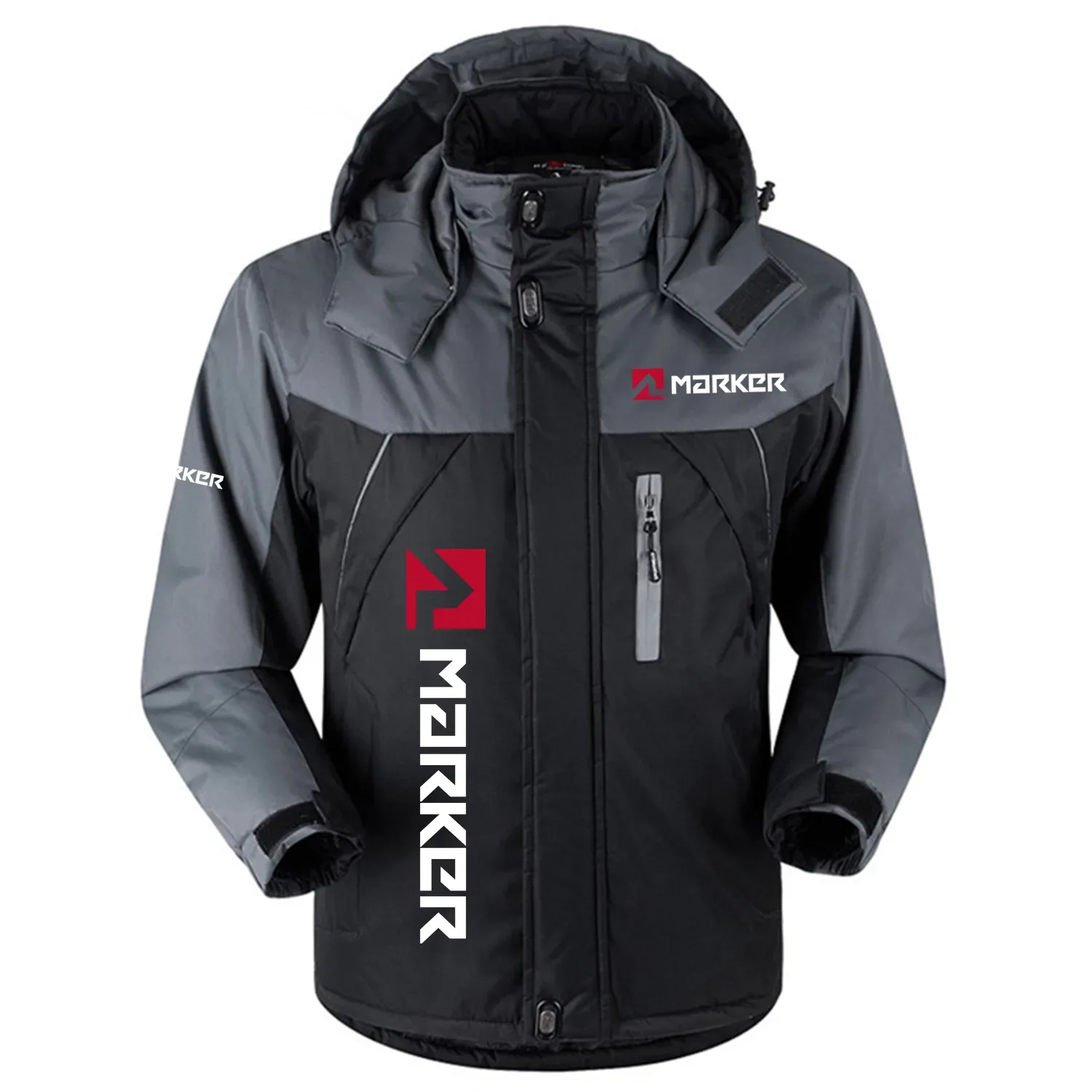 Marker Exclusive Logo Outdoor Charging Suit Slim Fit Plush Waterproof Windproof Jacket Detachable Hood OUSKPCS0820MRZ - Marker Gift