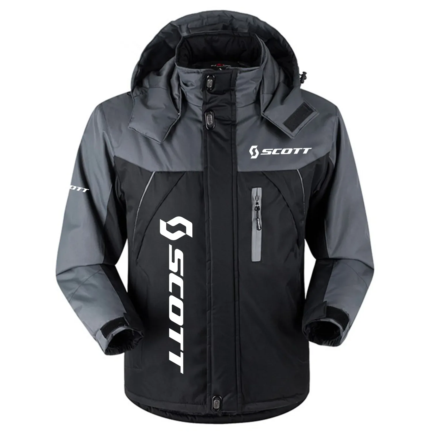 Scott Exclusive Logo Outdoor Charging Suit Slim Fit Plush Waterproof Windproof Jacket Detachable Hood OUSKPCS0820SCZ - Scott Gift