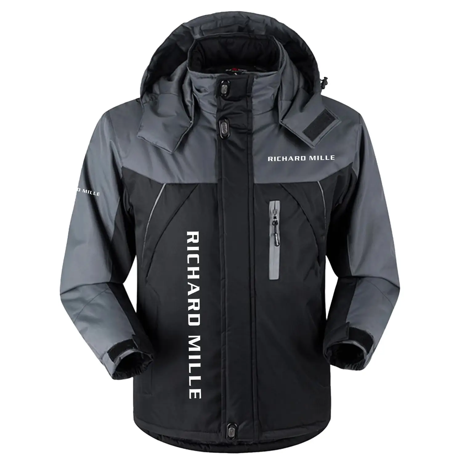 Richard Mille Exclusive Logo Outdoor Charging Suit Slim Fit Plush Waterproof Windproof Jacket Detachable Hood OUWCPCS0805RMZ - Richard Mille Jacket
