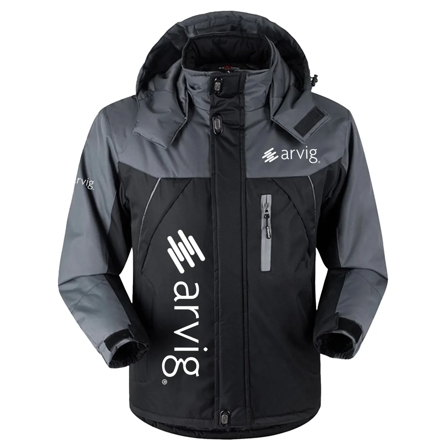 Arvig Exclusive Logo Outdoor Charging Suit Slim Fit Plush Waterproof Windproof Jacket Detachable Hood TOTTPCS1012AVZ - Arvig Jacket