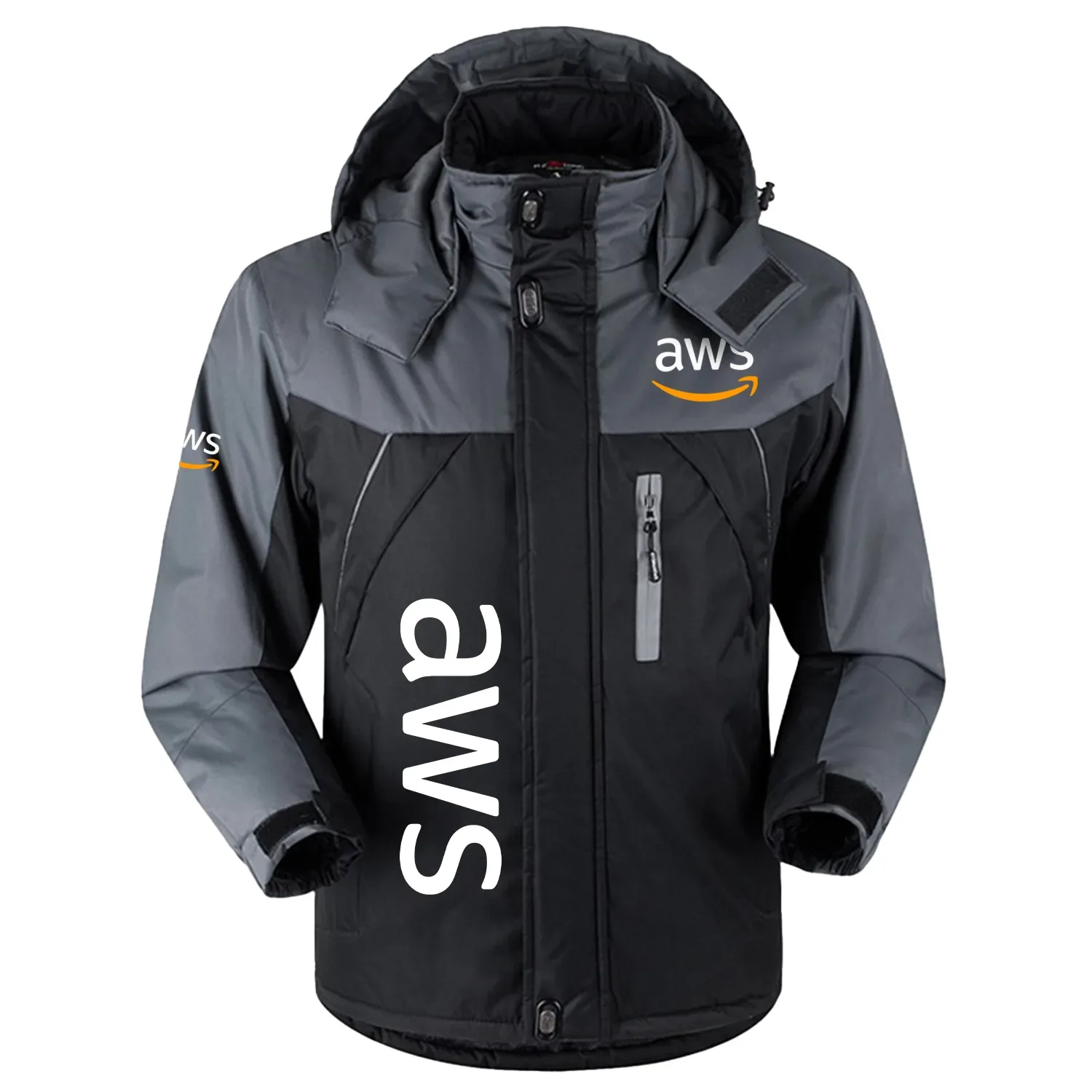 AWS Exclusive Logo Outdoor Charging Suit Slim Fit Plush Waterproof Windproof Jacket Detachable Hood TOTTPCS1012AWZ - AWS Jacket
