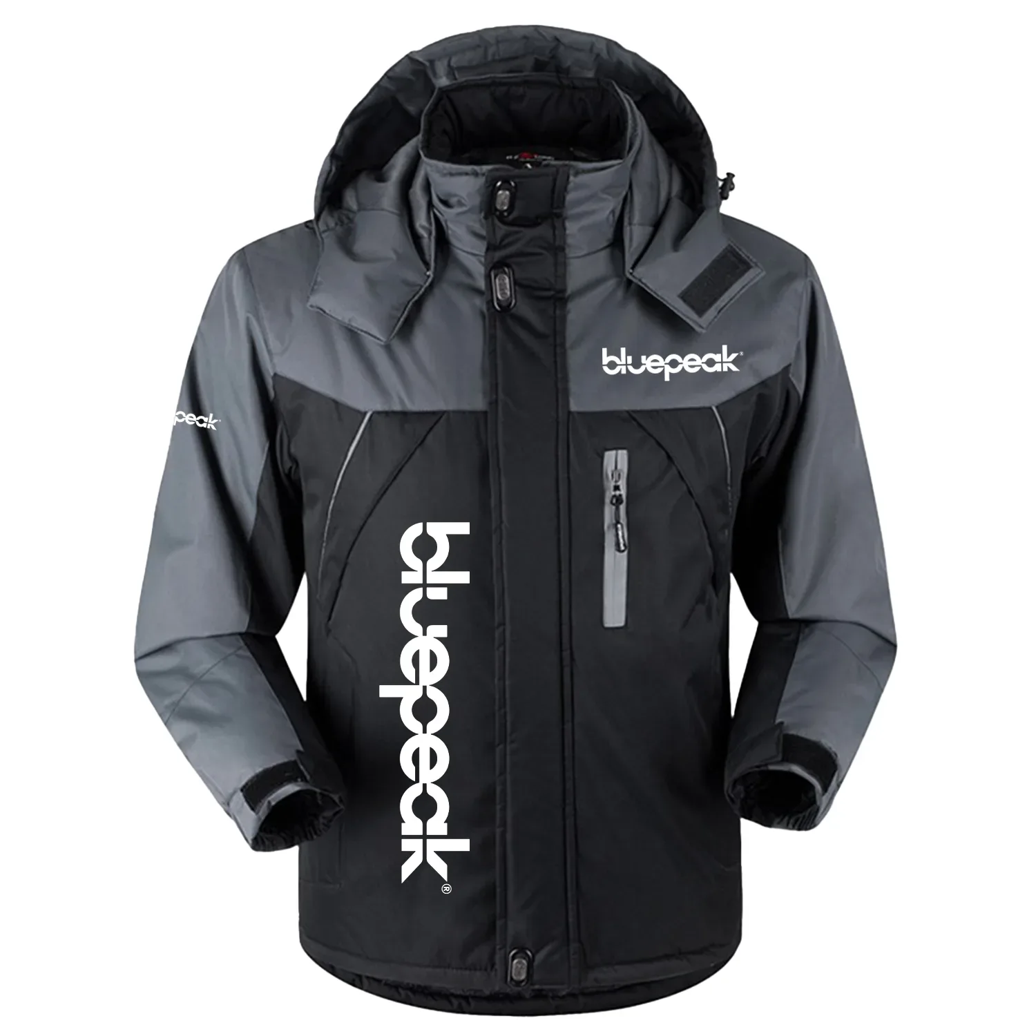 Bluepeak Exclusive Logo Outdoor Charging Suit Slim Fit Plush Waterproof Windproof Jacket Detachable Hood TOTTPCS1012BPZ - Bluepeak Jacket