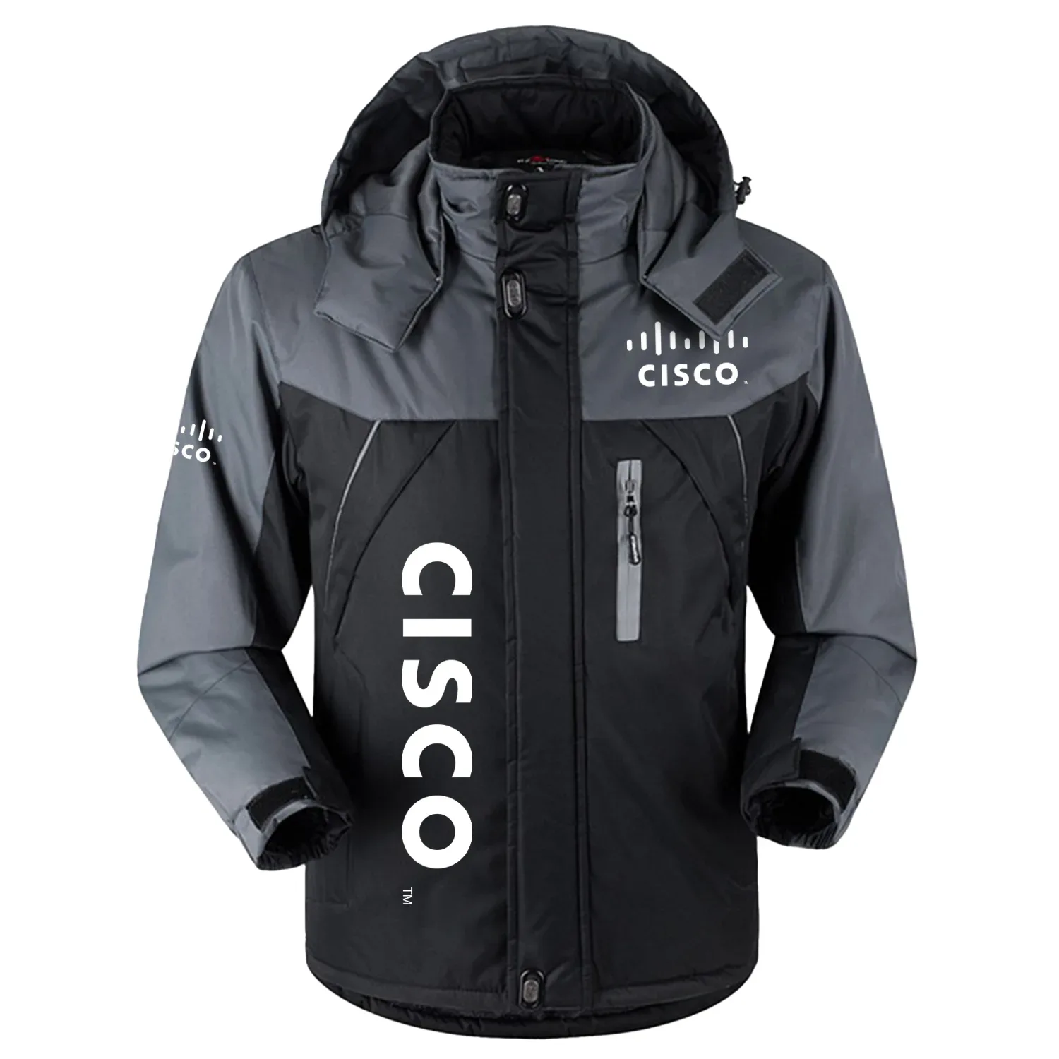 Cisco Systems Exclusive Logo Outdoor Charging Suit Slim Fit Plush Waterproof Windproof Jacket Detachable Hood TOTTPCS1012CSZ - Cisco Systems Jacket