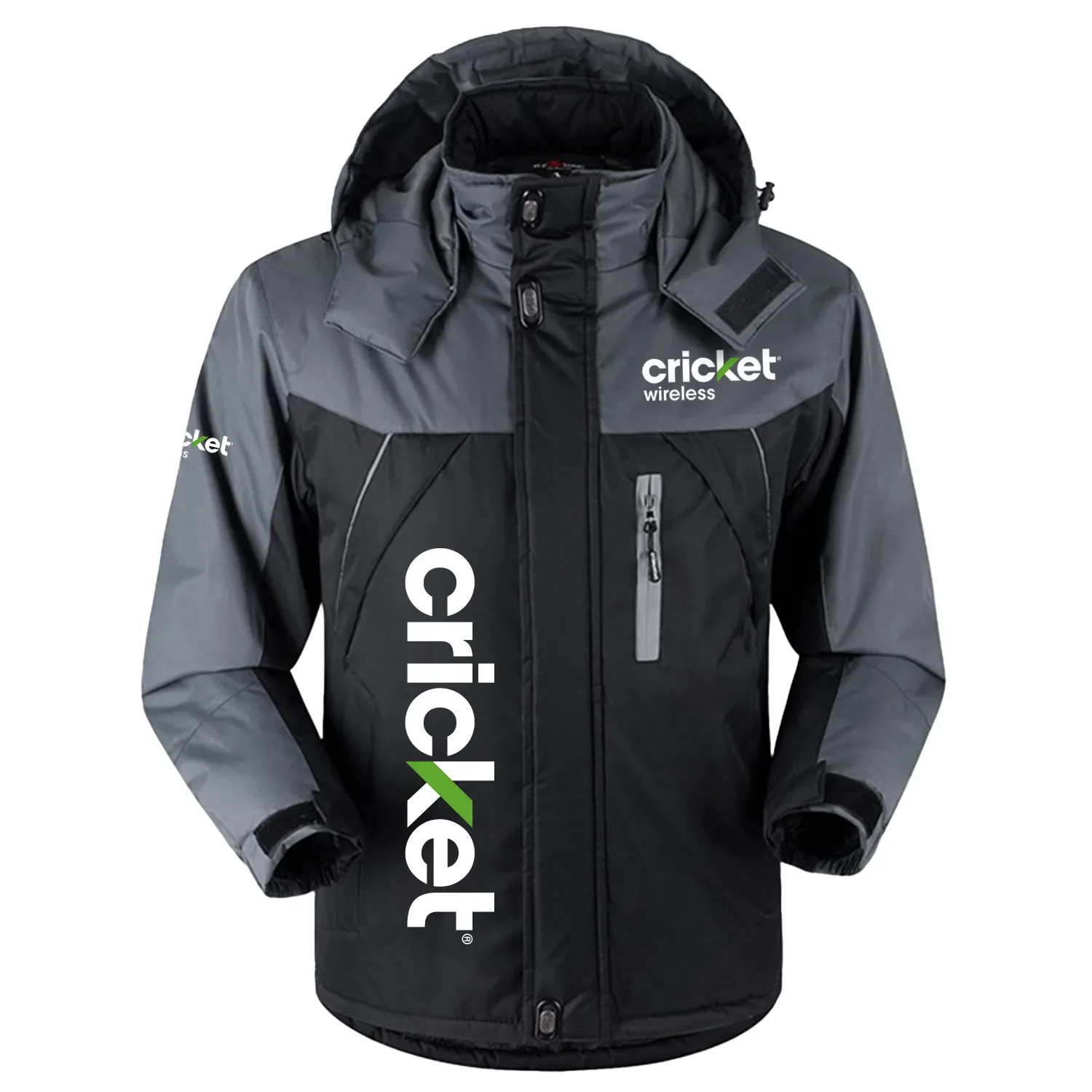 Cricket Wireless Exclusive Logo Outdoor Charging Suit Slim Fit Plush Waterproof Windproof Jacket Detachable Hood TOTTPCS1012CWZ - Cricket Wireless Jacket