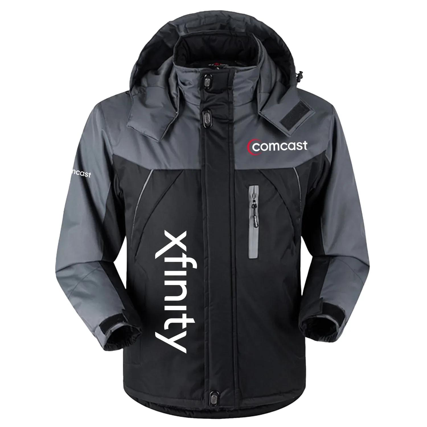 Comcast Xfinity Exclusive Logo Outdoor Charging Suit Slim Fit Plush Waterproof Windproof Jacket Detachable Hood TOTTPCS1012CXZ - Comcast Xfinity Jacket