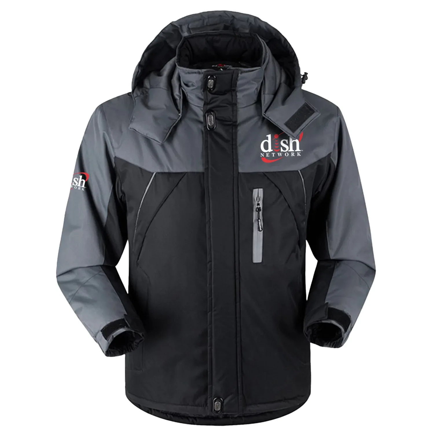 Dish Network Exclusive Logo Outdoor Charging Suit Slim Fit Plush Waterproof Windproof Jacket Detachable Hood TOTTPCS1012DNZ - Dish Network Jacket