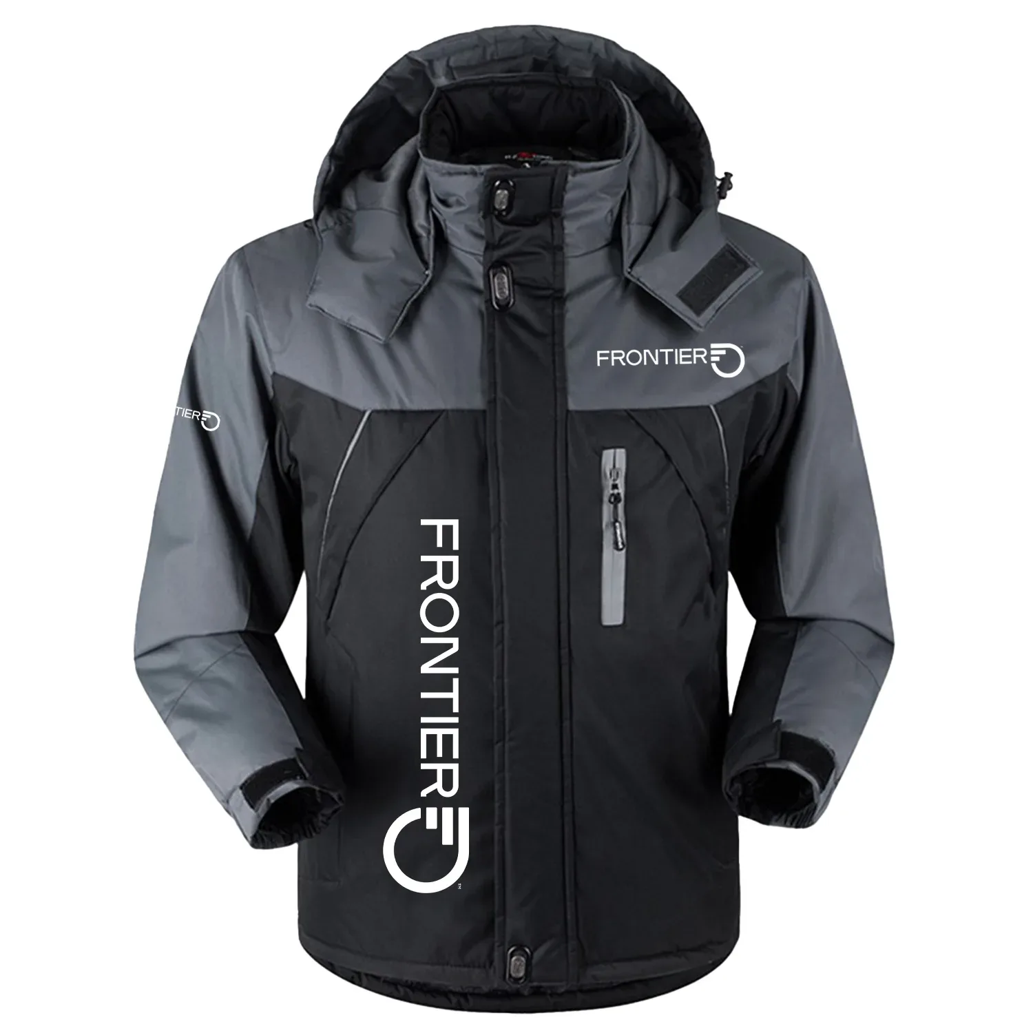 Frontier Communications Exclusive Logo Outdoor Charging Suit Slim Fit Plush Waterproof Windproof Jacket Detachable Hood TOTTPCS1012FCZ - Frontier Communications Jacket