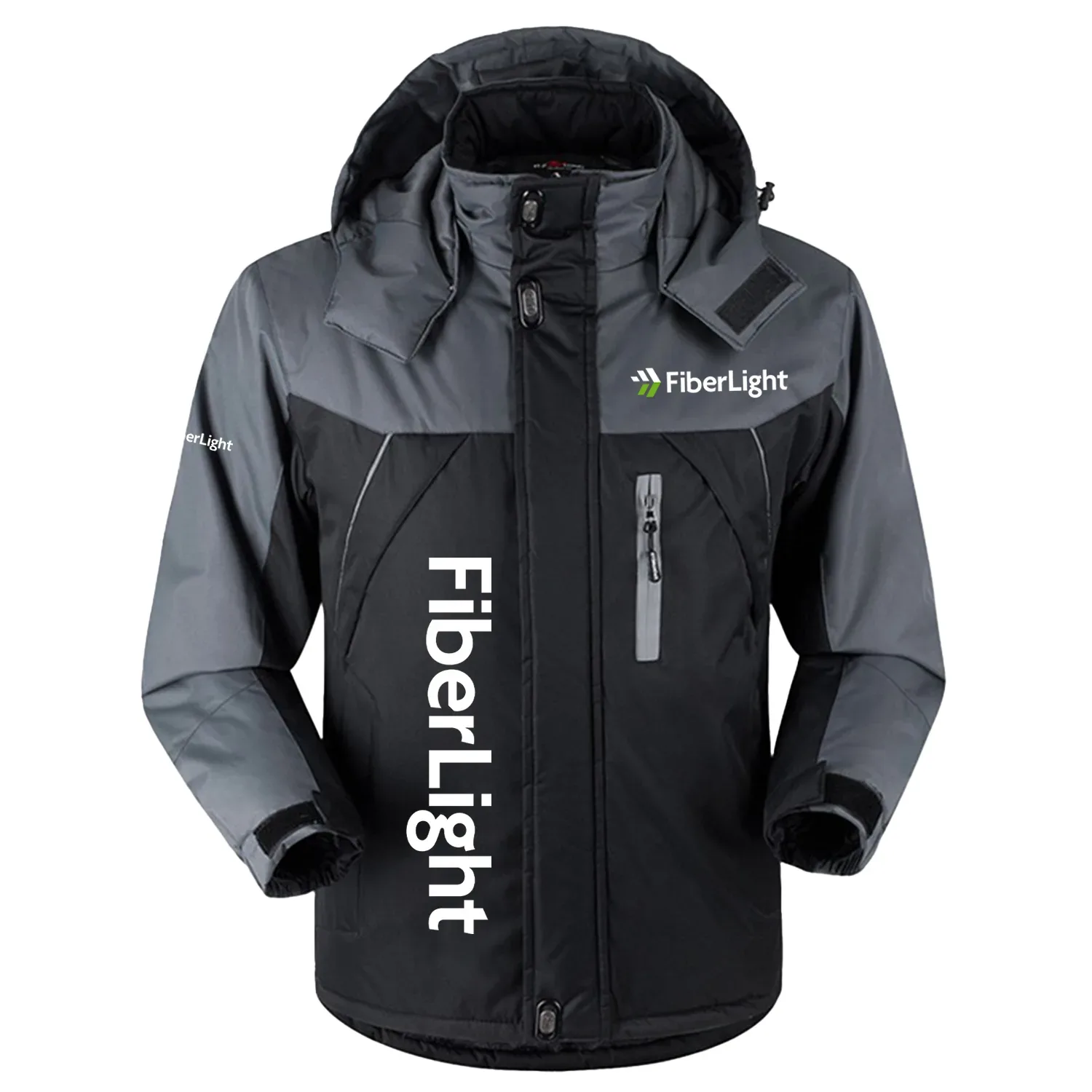 FiberLight Exclusive Logo Outdoor Charging Suit Slim Fit Plush Waterproof Windproof Jacket Detachable Hood TOTTPCS1012FLZ - FiberLight Jacket