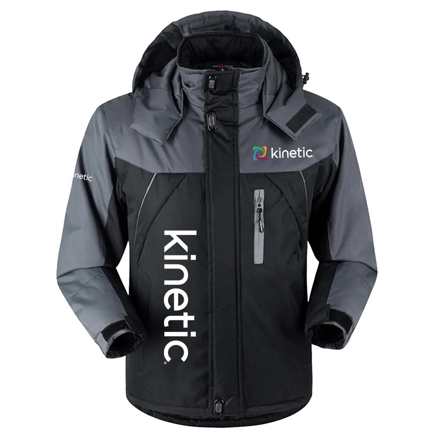 Kinetic by Windstream Exclusive Logo Outdoor Charging Suit Slim Fit Plush Waterproof Windproof Jacket Detachable Hood TOTTPCS1012KWZ - Kinetic by Windstream Jacket
