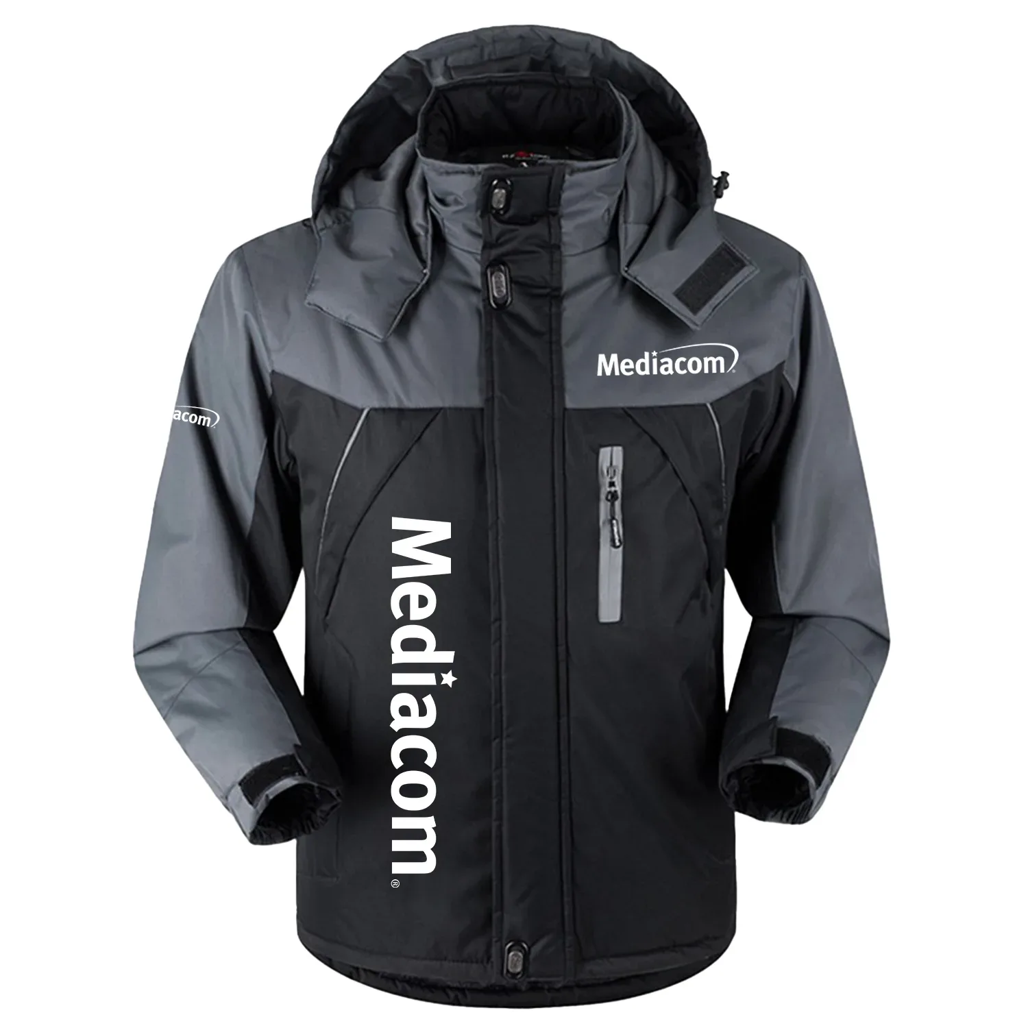 Mediacom Exclusive Logo Outdoor Charging Suit Slim Fit Plush Waterproof Windproof Jacket Detachable Hood TOTTPCS1012MDZ - Mediacom Jacket