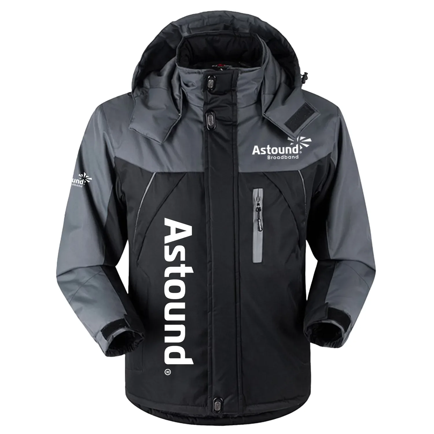 RCN Astound Broadband Exclusive Logo Outdoor Charging Suit Slim Fit Plush Waterproof Windproof Jacket Detachable Hood TOTTPCS1012RCZ - RCN Astound Broadband Jacket