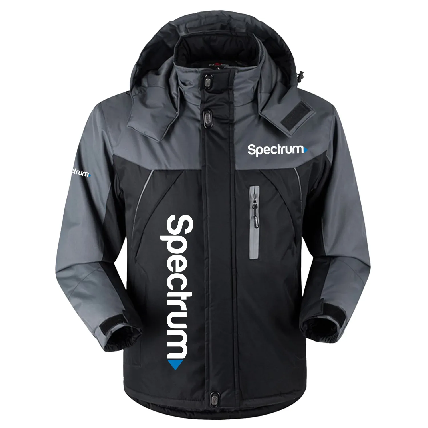 Spectrum Charter Communications Exclusive Logo Outdoor Charging Suit Slim Fit Plush Waterproof Windproof Jacket Detachable Hood TOTTPCS1012SCZ - Spectrum Charter Communications Jacket