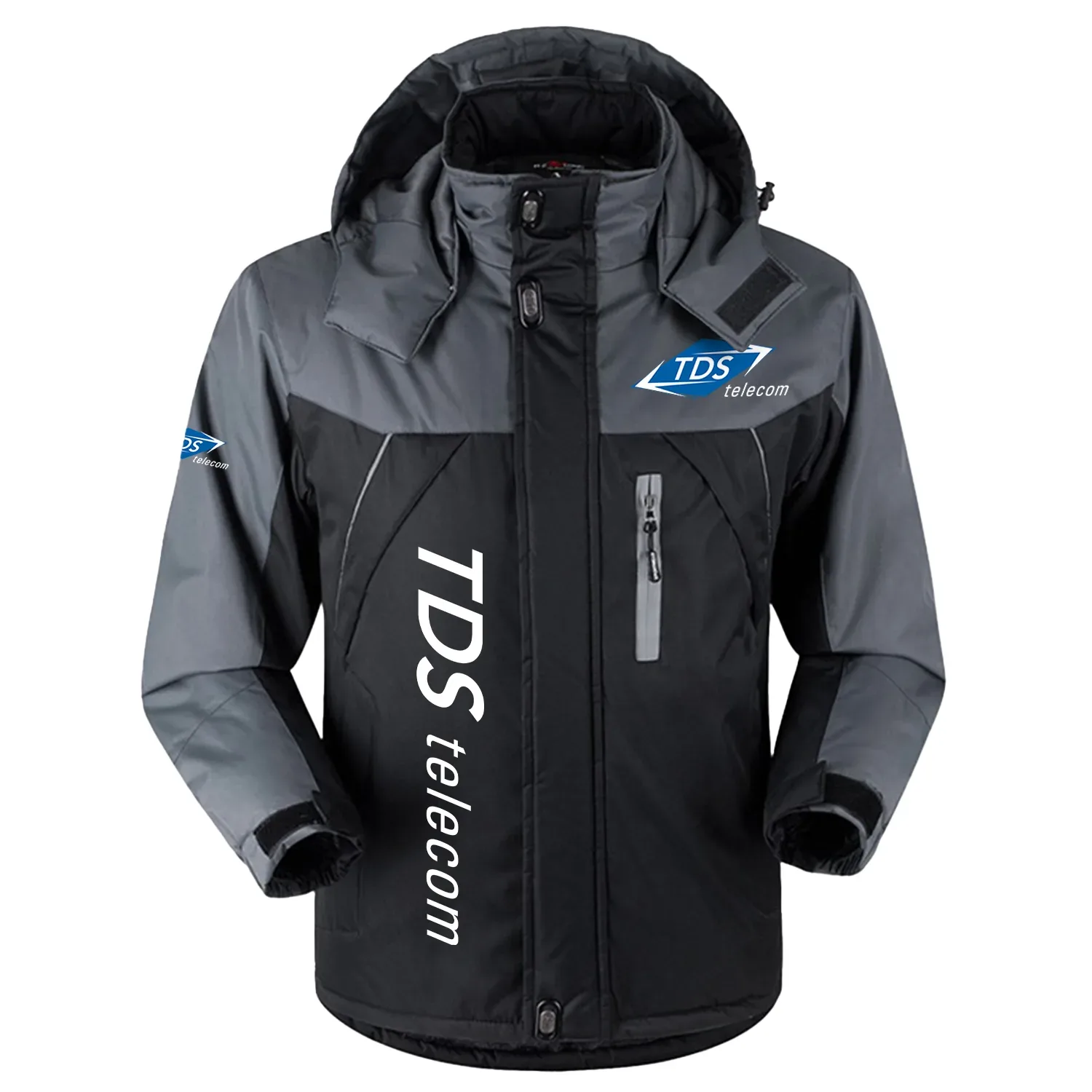TDS Telecom Exclusive Logo Outdoor Charging Suit Slim Fit Plush Waterproof Windproof Jacket Detachable Hood TOTTPCS1012TTZ - TDS Telecom Jacket