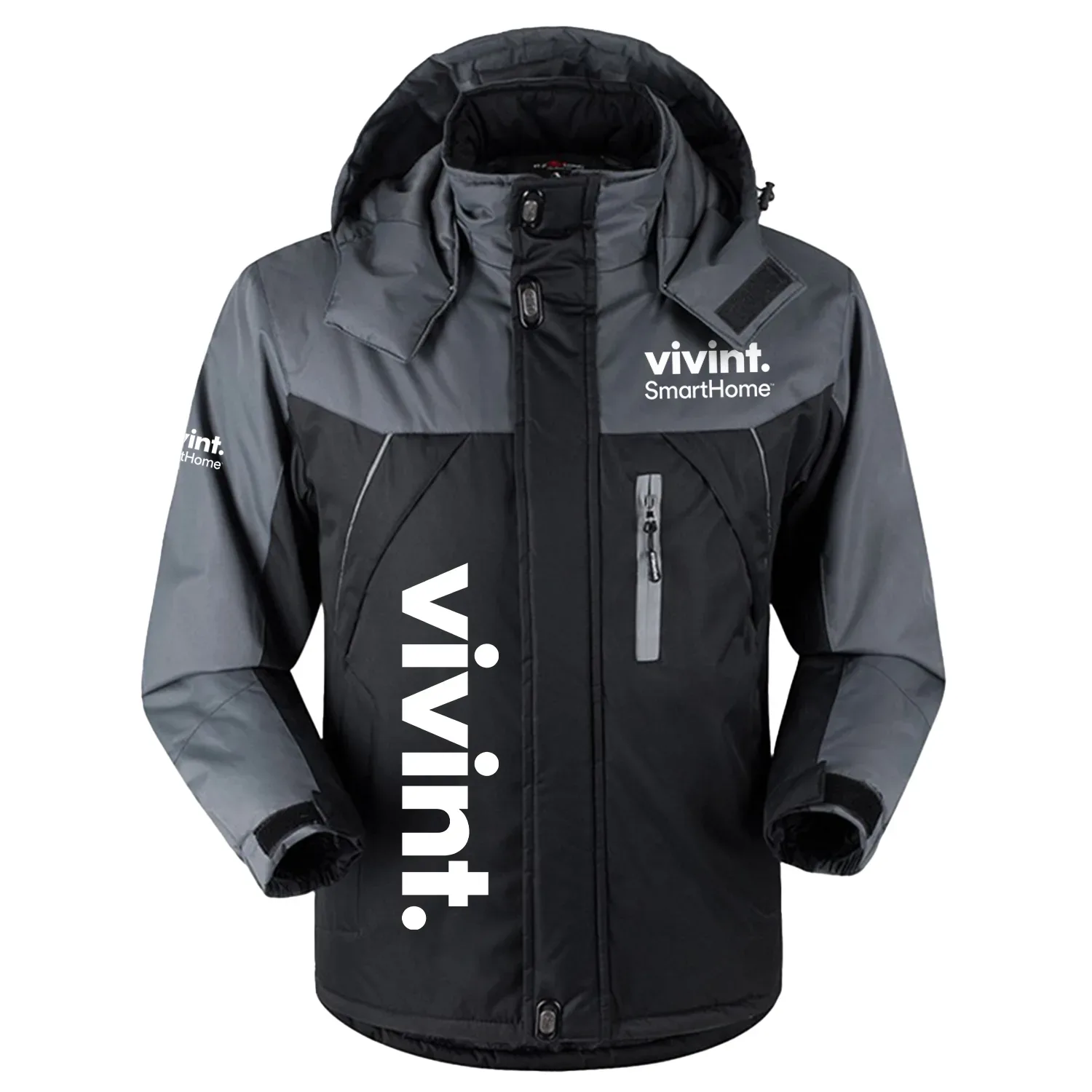 Vivint Smart Home Exclusive Logo Outdoor Charging Suit Slim Fit Plush Waterproof Windproof Jacket Detachable Hood TOTTPCS1012VHZ - Vivint Smart Home Jacket