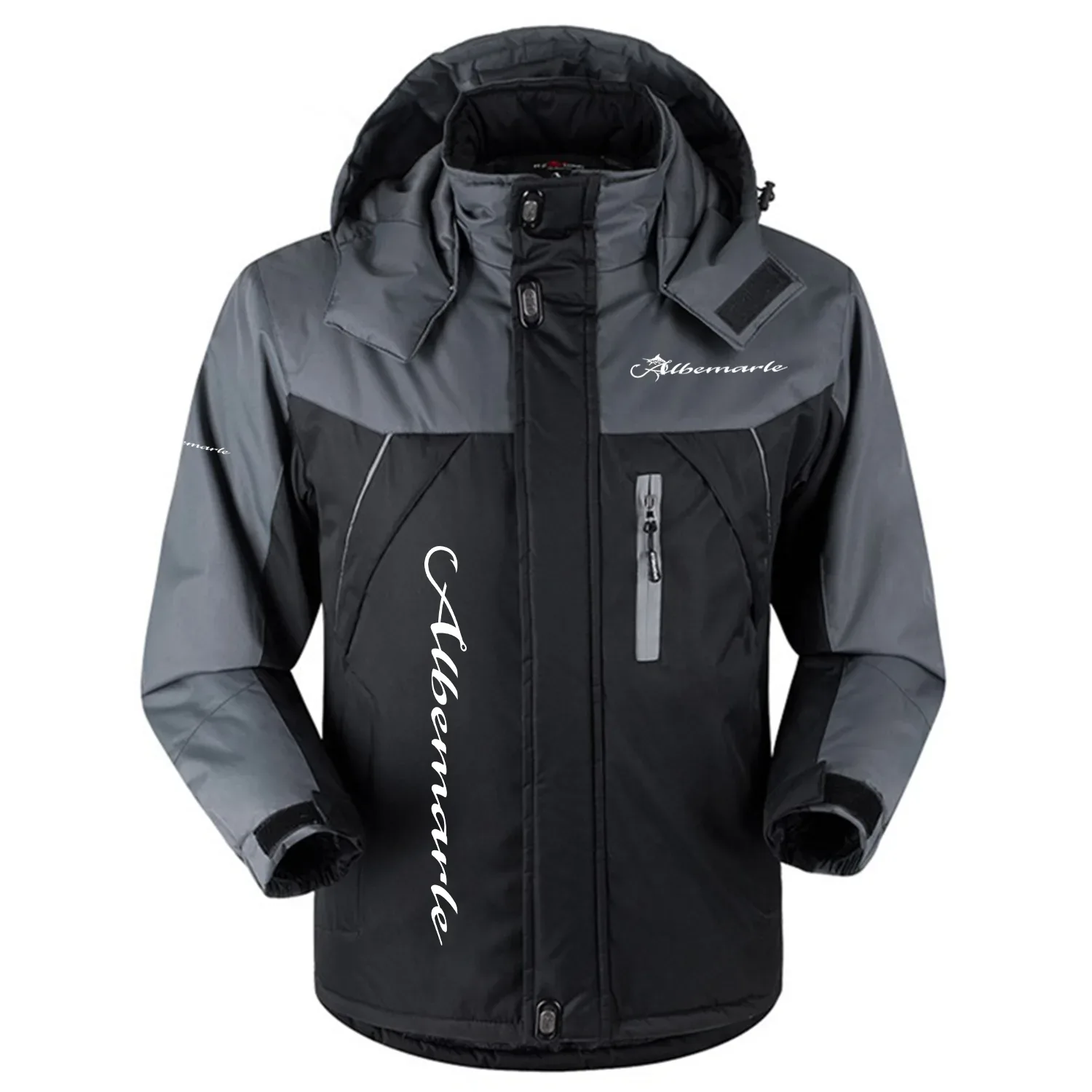 Albemarle Exclusive Logo Outdoor Charging Suit Slim Fit Plush Waterproof Windproof Jacket Detachable Hood TTPDPCS2409ABZ - Albemarle Jacket