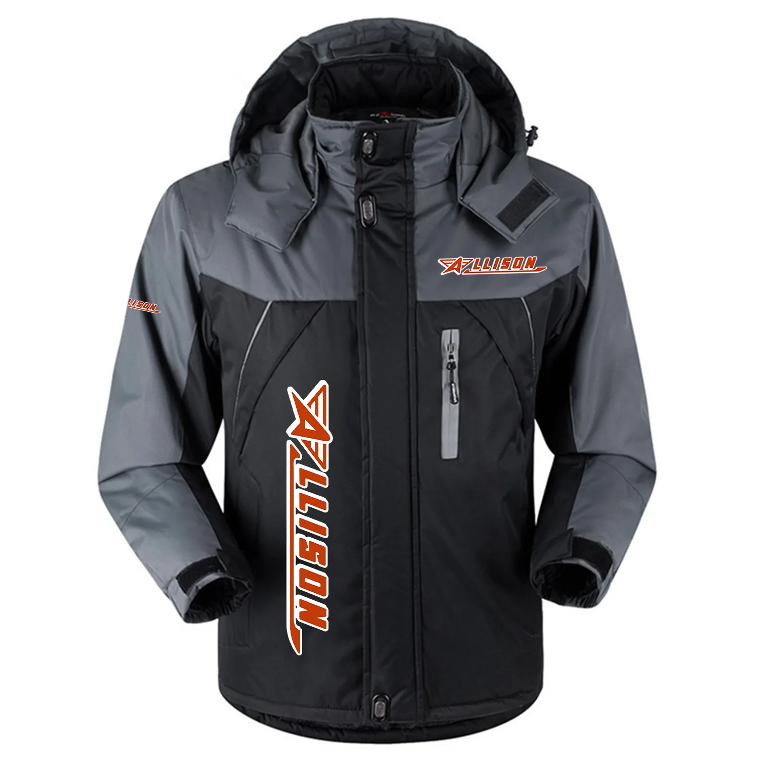Allison Exclusive Logo Outdoor Charging Suit Slim Fit Plush Waterproof Windproof Jacket Detachable Hood TTPDPCS2409ALNZ - Allison Jacket