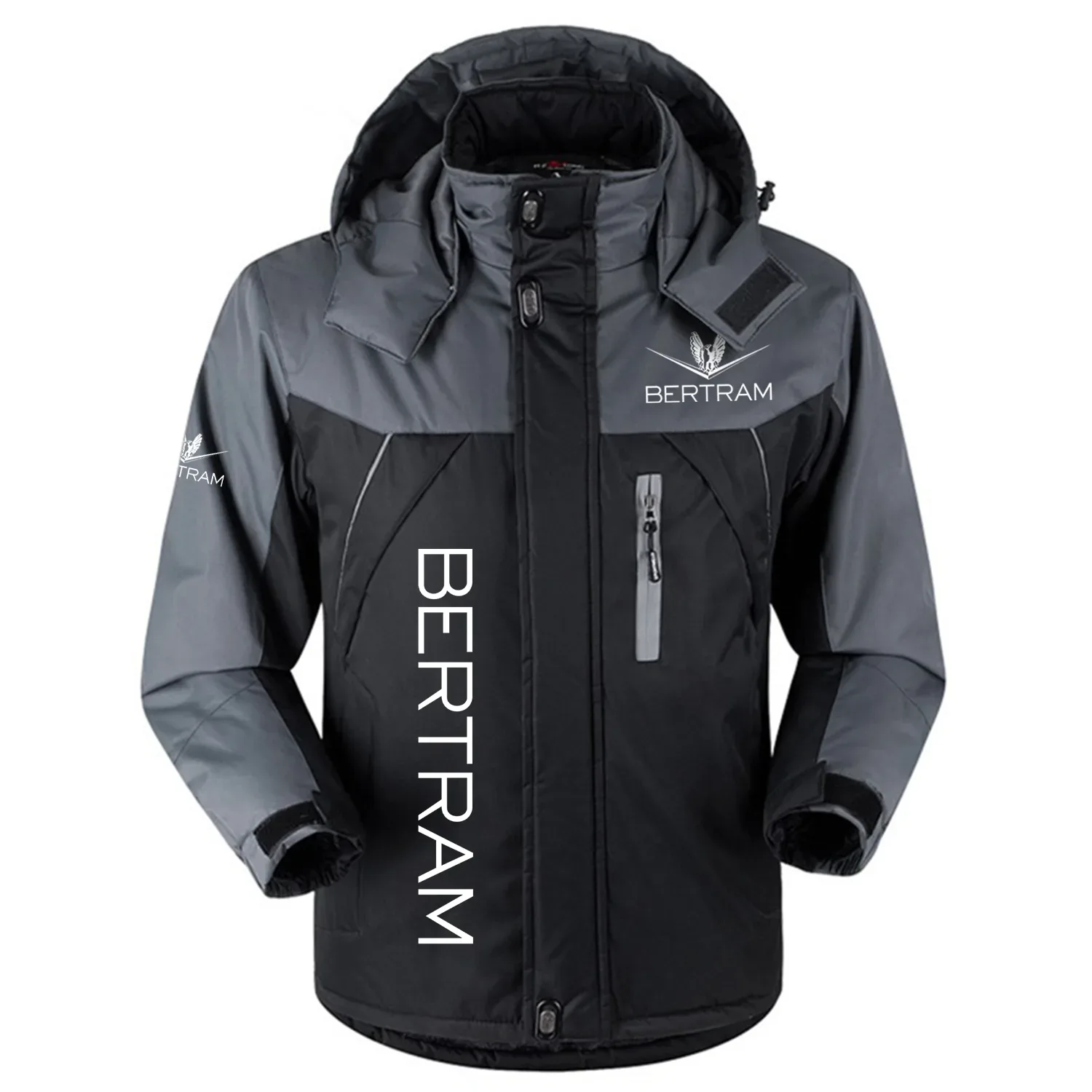Bertram Exclusive Logo Outdoor Charging Suit Slim Fit Plush Waterproof Windproof Jacket Detachable Hood TTPDPCS2409BHZ - Bertram Jacket