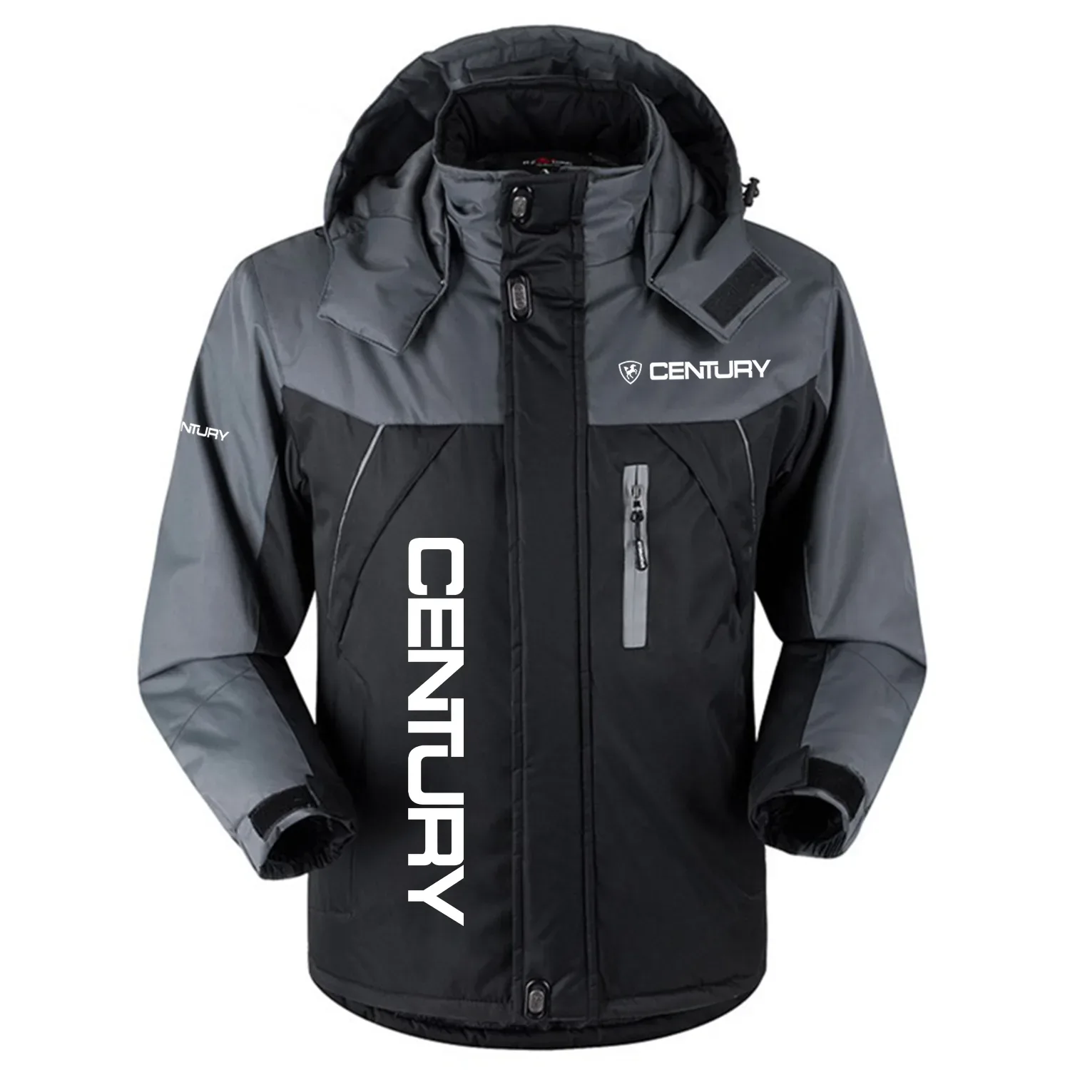Century Exclusive Logo Outdoor Charging Suit Slim Fit Plush Waterproof Windproof Jacket Detachable Hood TTPDPCS2409CYZ - Century Jacket