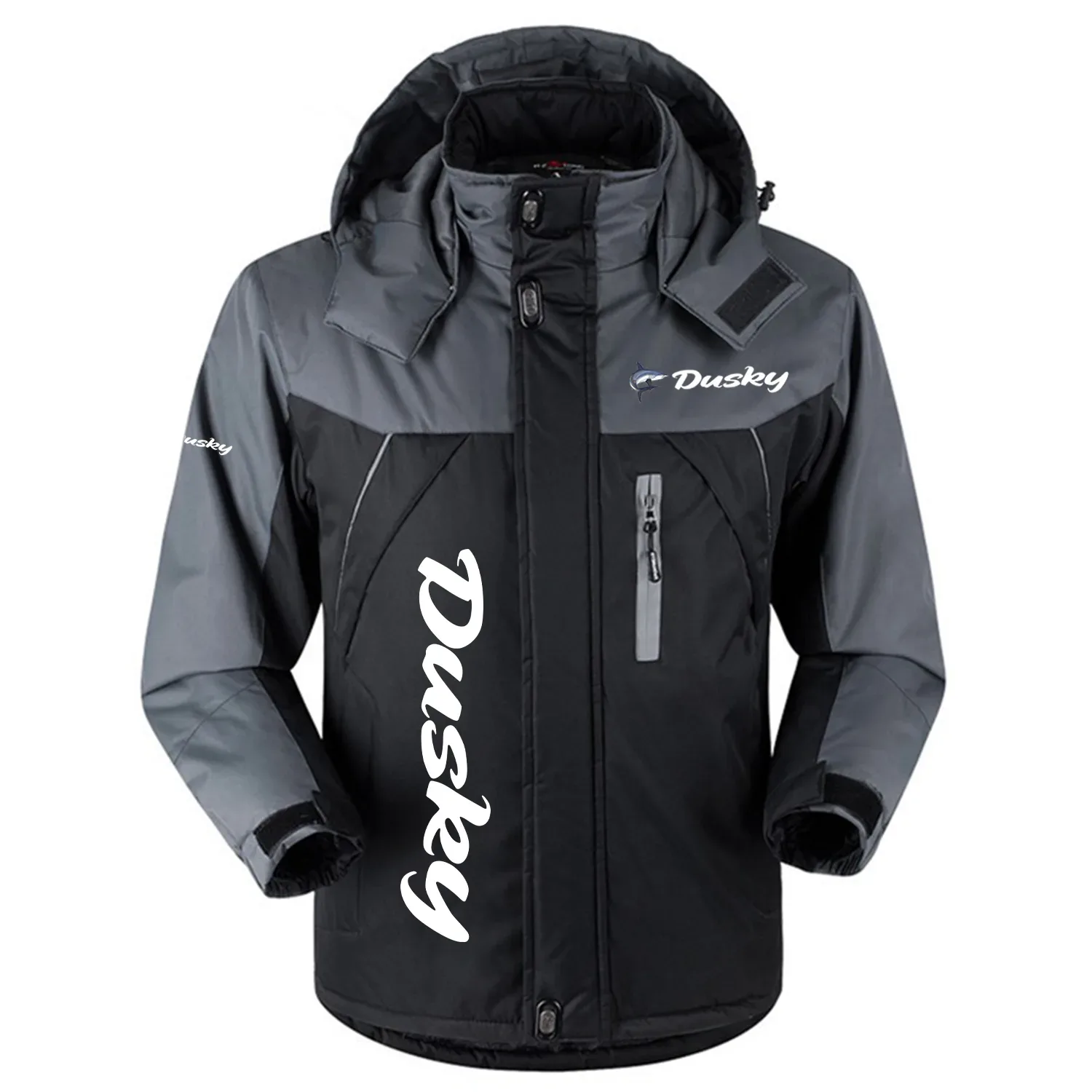 Dusky Exclusive Logo Outdoor Charging Suit Slim Fit Plush Waterproof Windproof Jacket Detachable Hood TTPDPCS2409DSZ - Dusky Jacket