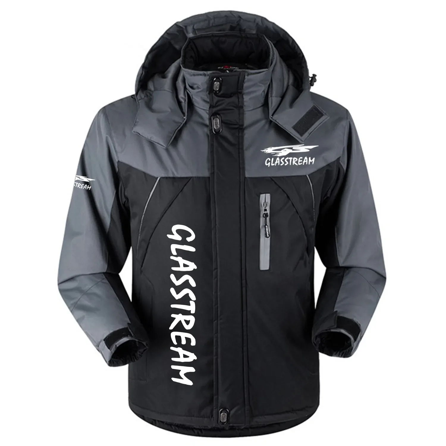 Glasstream Exclusive Logo Outdoor Charging Suit Slim Fit Plush Waterproof Windproof Jacket Detachable Hood TTPDPCS2409GSZ - Glasstream Jacket