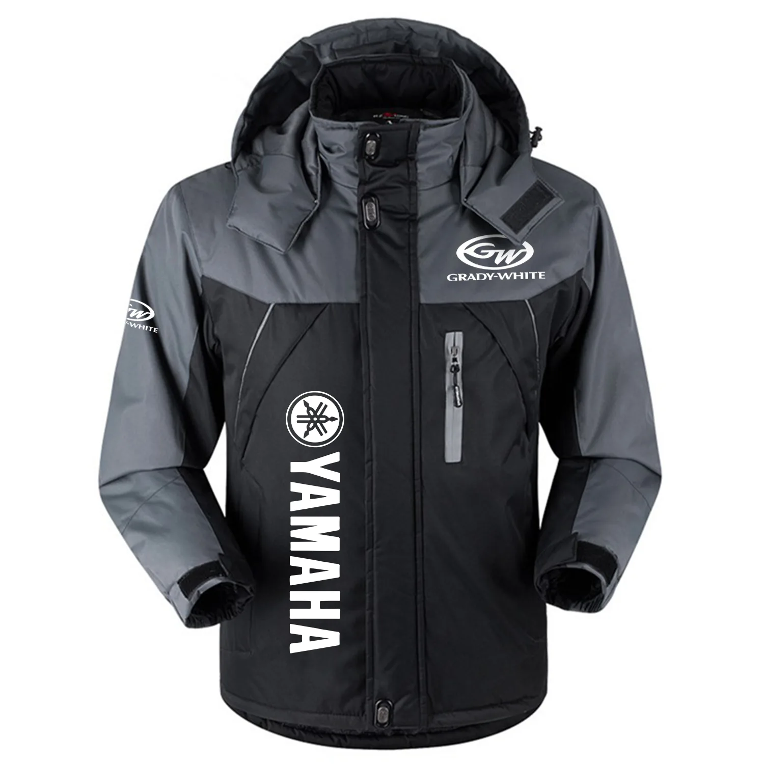 Grady-White Yamaha Exclusive Logo Outdoor Charging Suit Slim Fit Plush Waterproof Windproof Jacket Detachable Hood TTPDPCS2409GYZ - Grady-White Yamaha Jacket