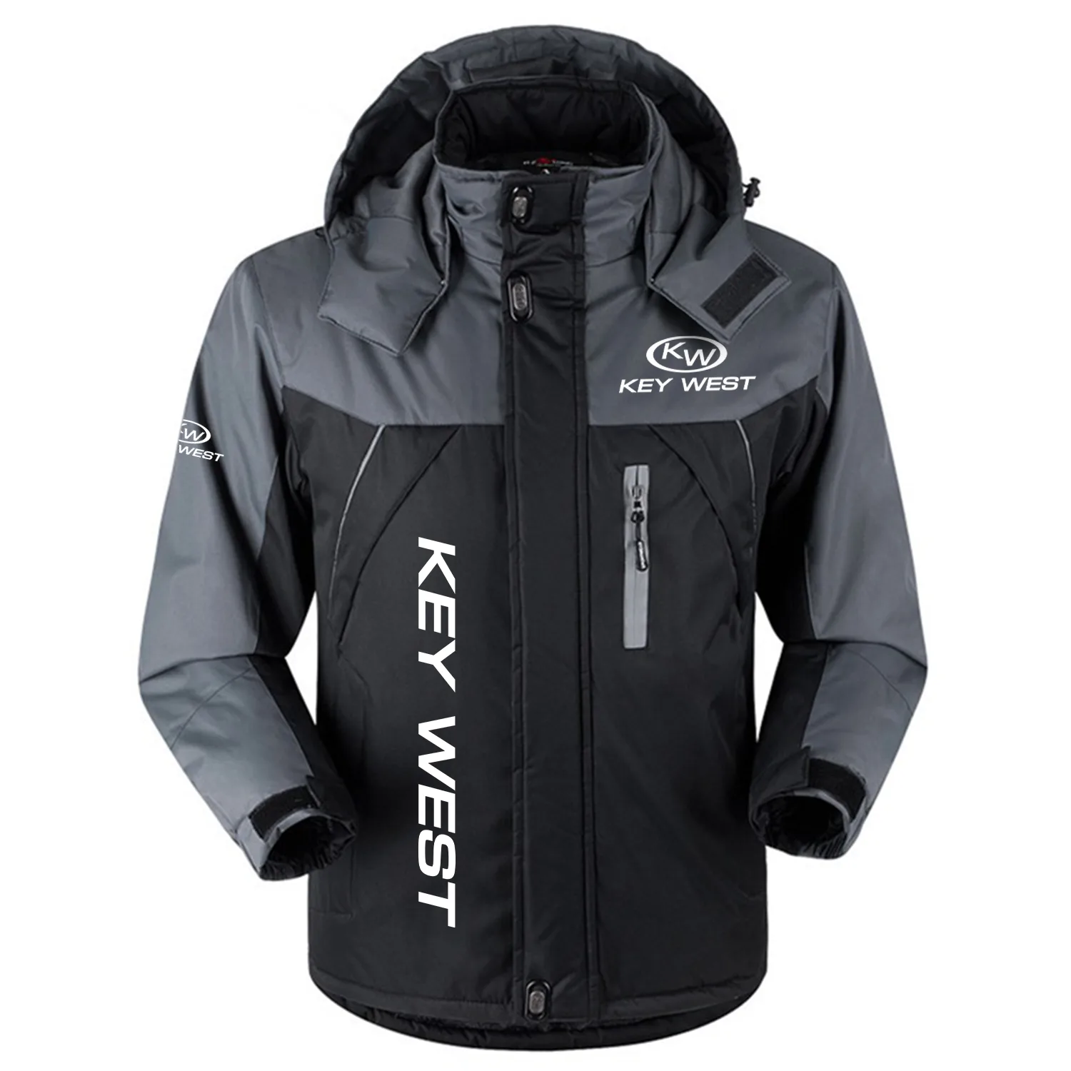 Key West Exclusive Logo Outdoor Charging Suit Slim Fit Plush Waterproof Windproof Jacket Detachable Hood TTPDPCS2409KWZ - Key West Jacket