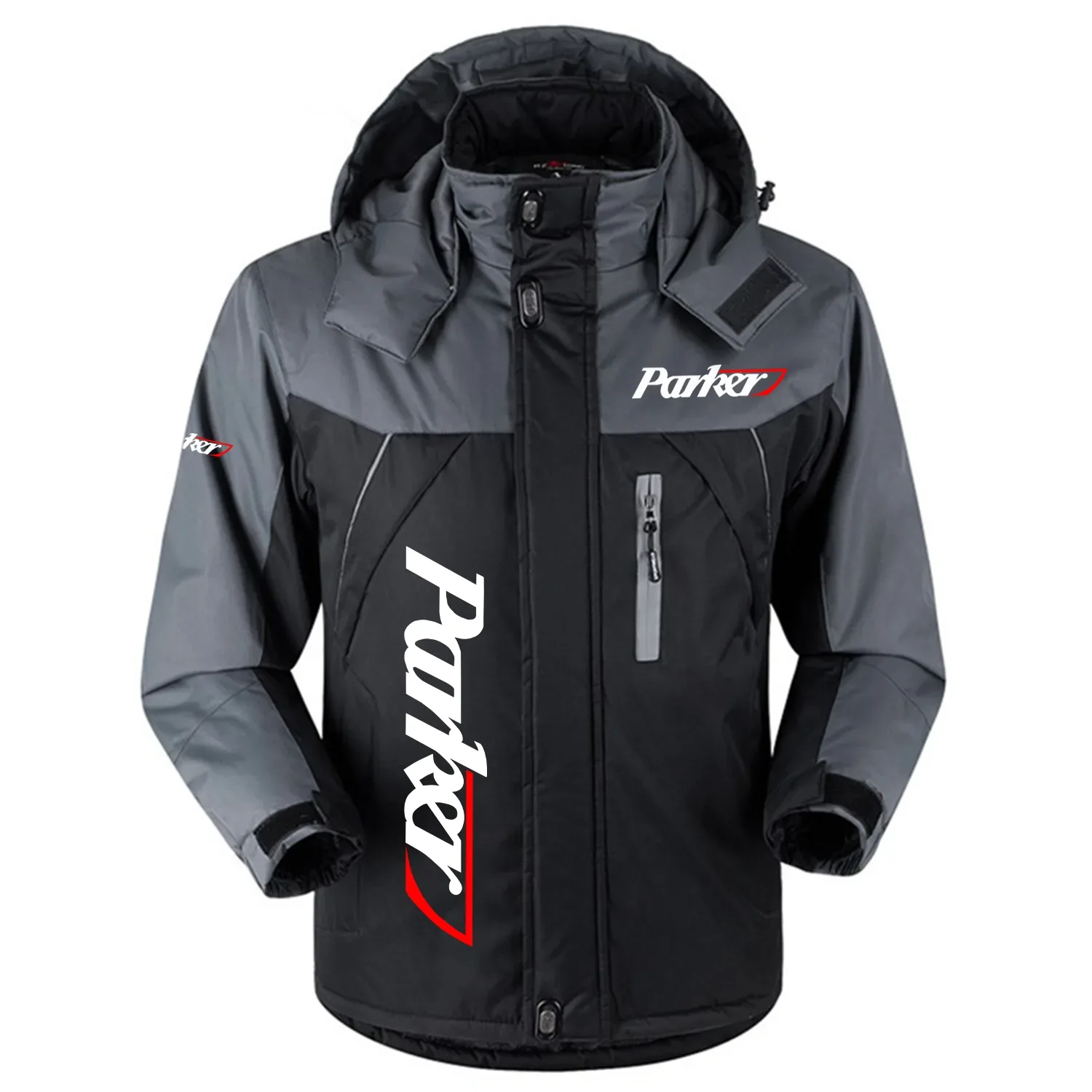 Parker Exclusive Logo Outdoor Charging Suit Slim Fit Plush Waterproof Windproof Jacket Detachable Hood TTPDPCS2409PAZ - Parker Jacket
