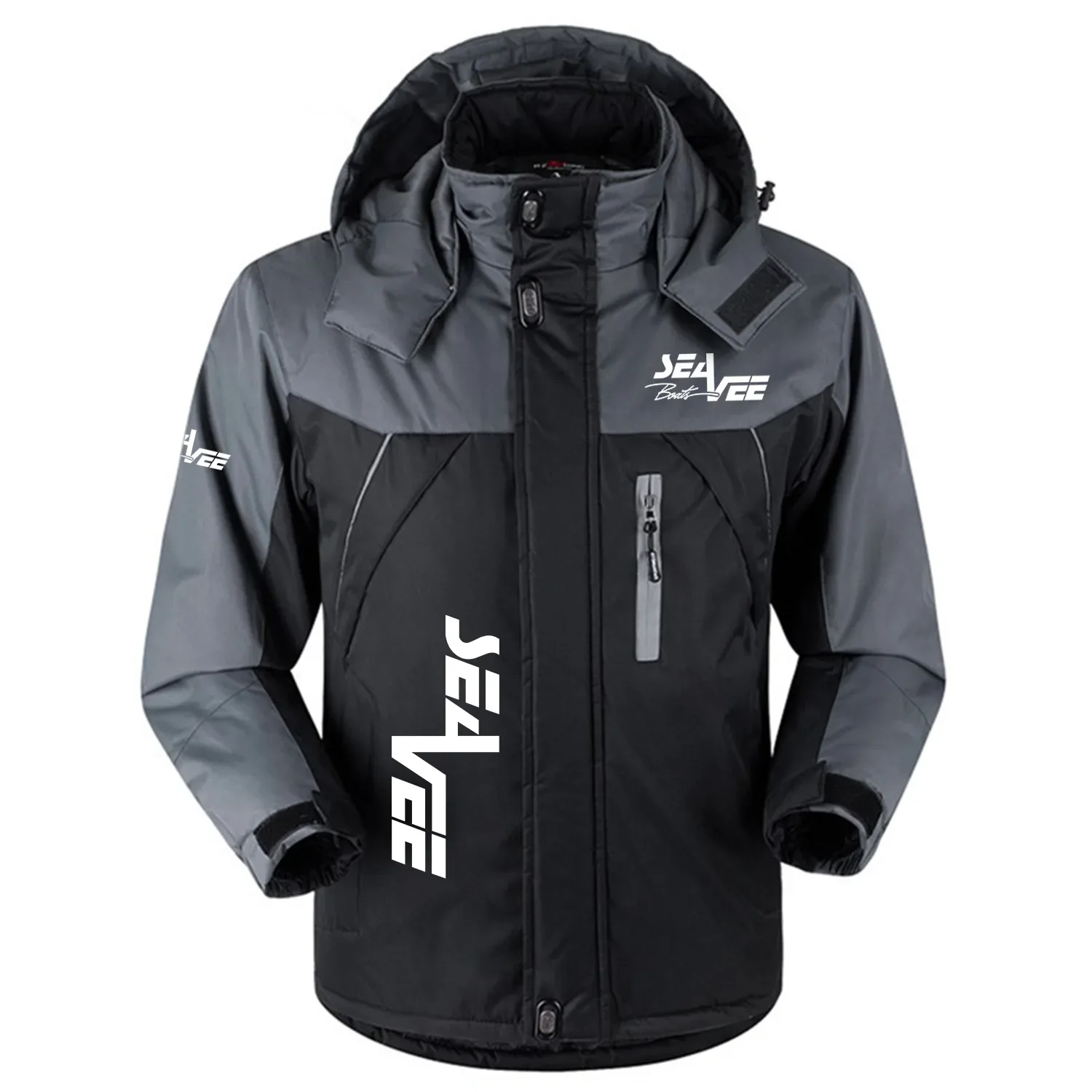 Sea Vee Exclusive Logo Outdoor Charging Suit Slim Fit Plush Waterproof Windproof Jacket Detachable Hood TTPDPCS2409SEVZ - Sea Vee Jacket