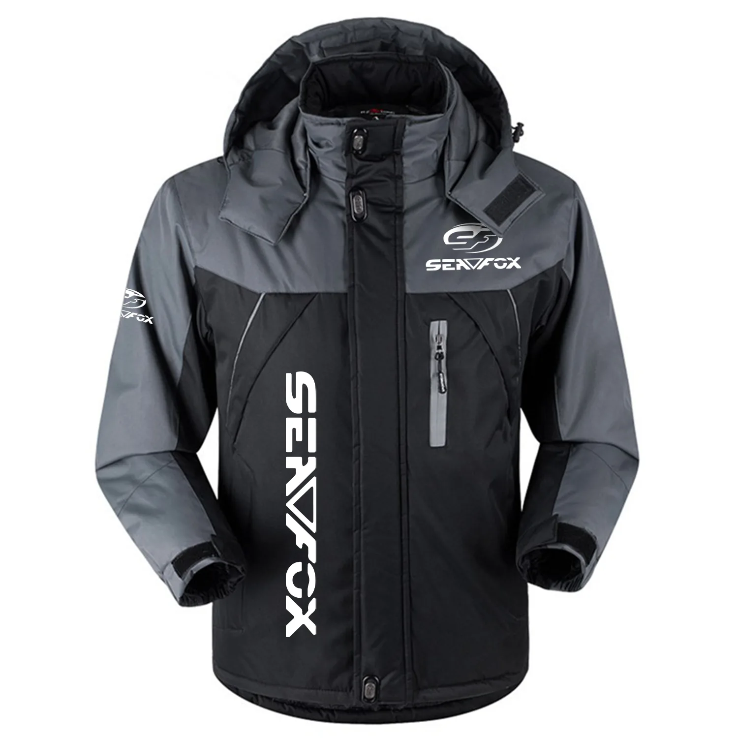 Sea Fox Exclusive Logo Outdoor Charging Suit Slim Fit Plush Waterproof Windproof Jacket Detachable Hood TTPDPCS2409SFZ - Sea Fox Jacket