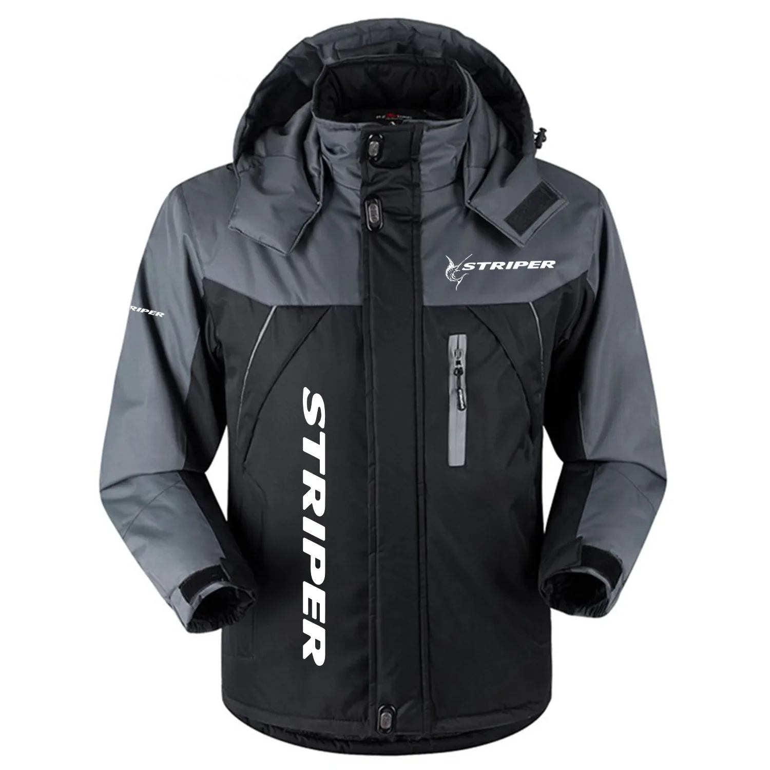 Striper Exclusive Logo Outdoor Charging Suit Slim Fit Plush Waterproof Windproof Jacket Detachable Hood TTPDPCS2409SPEZ - Striper Jacket