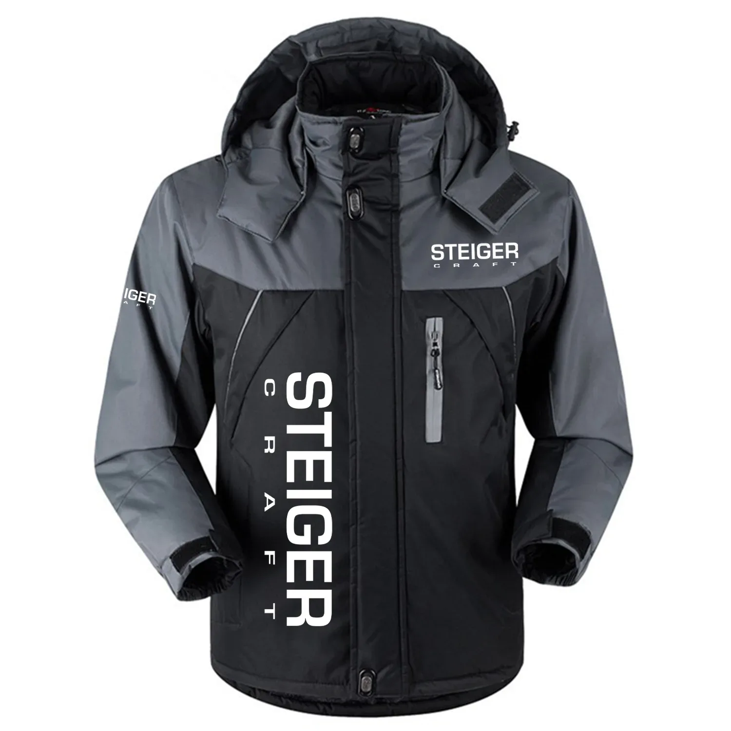 Steiger Craft Exclusive Logo Outdoor Charging Suit Slim Fit Plush Waterproof Windproof Jacket Detachable Hood TTPDPCS2409STEZ - Steiger Craft Jacket