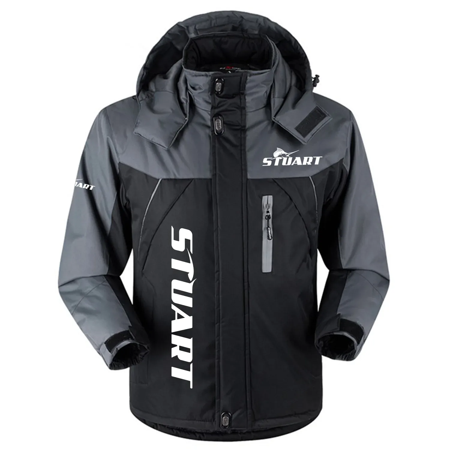 Stuart Exclusive Logo Outdoor Charging Suit Slim Fit Plush Waterproof Windproof Jacket Detachable Hood TTPDPCS2409STUZ - Stuart Jacket