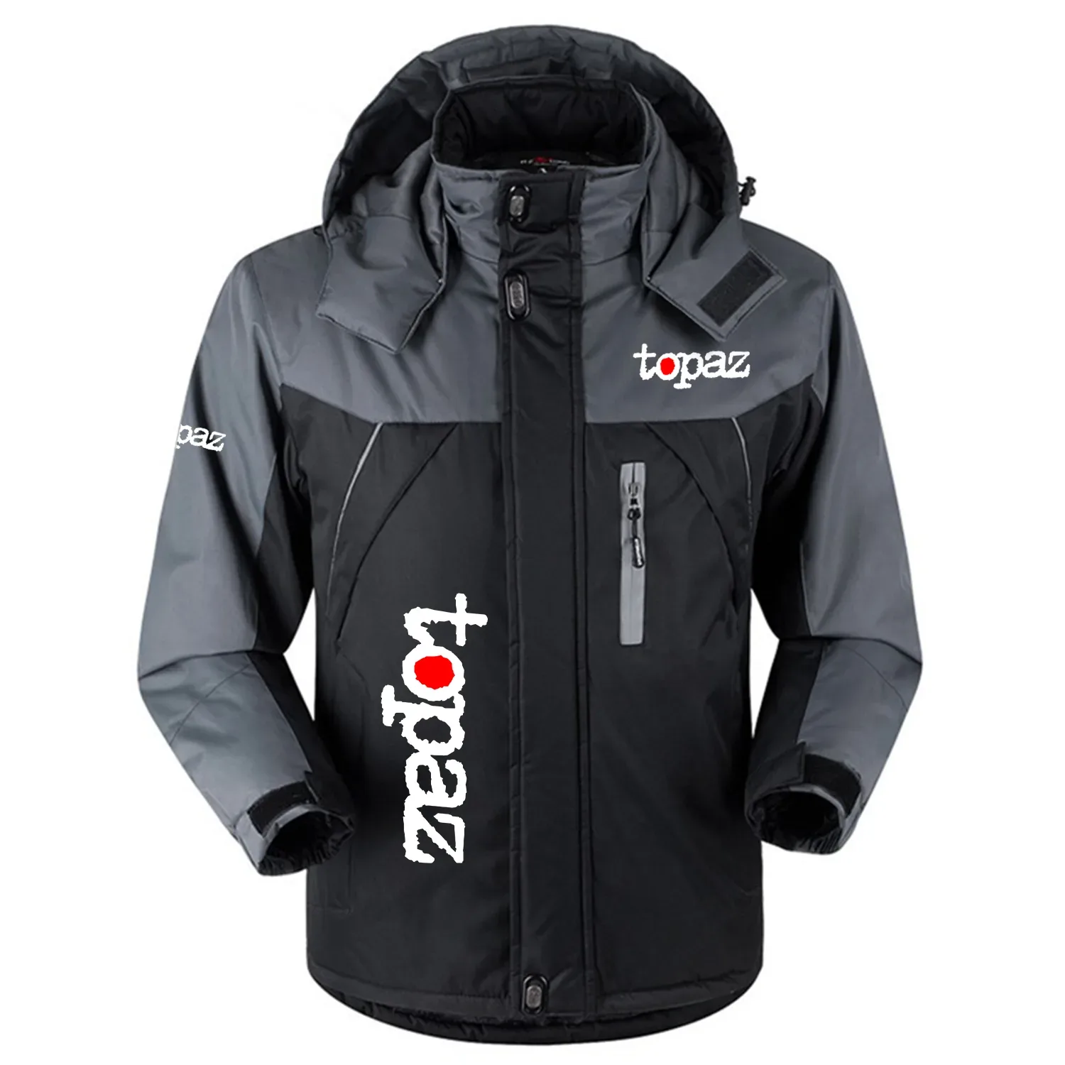 Topaz Exclusive Logo Outdoor Charging Suit Slim Fit Plush Waterproof Windproof Jacket Detachable Hood TTPDPCS2409TPZ - Topaz Jacket
