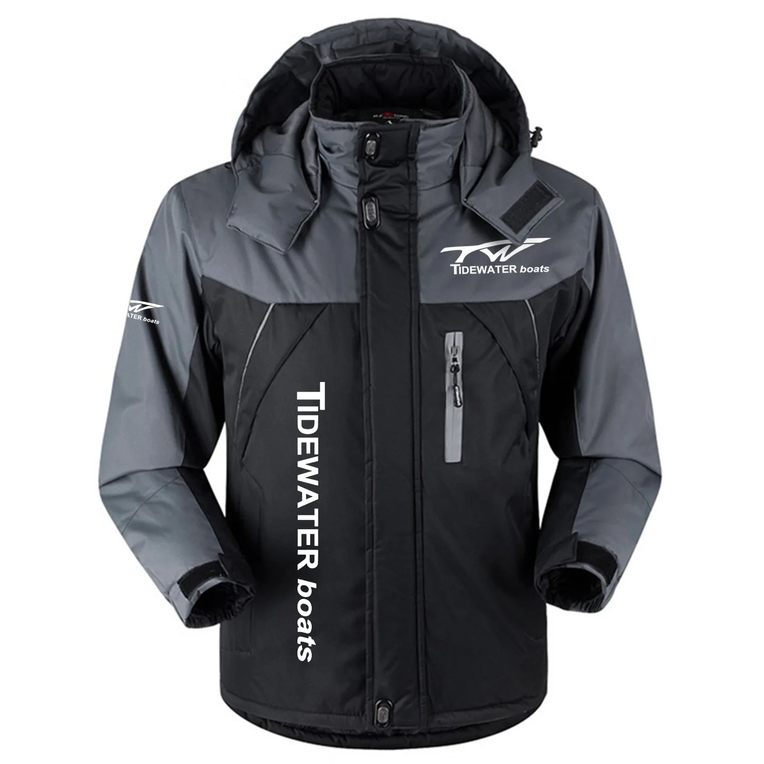 Tidewater Exclusive Logo Outdoor Charging Suit Slim Fit Plush Waterproof Windproof Jacket Detachable Hood TTPDPCS2409TWZ - Tidewater Jacket
